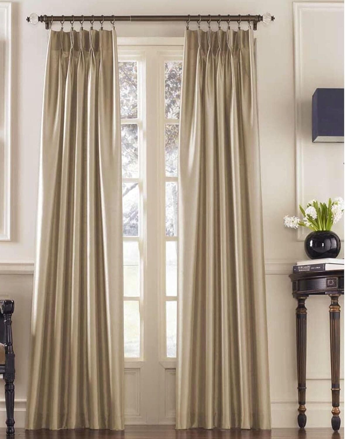 Curtainworks Suni ipekten festival çadırı perdesi, kıvrım katlı, 76,2 x 241,3 cm, kum rengi