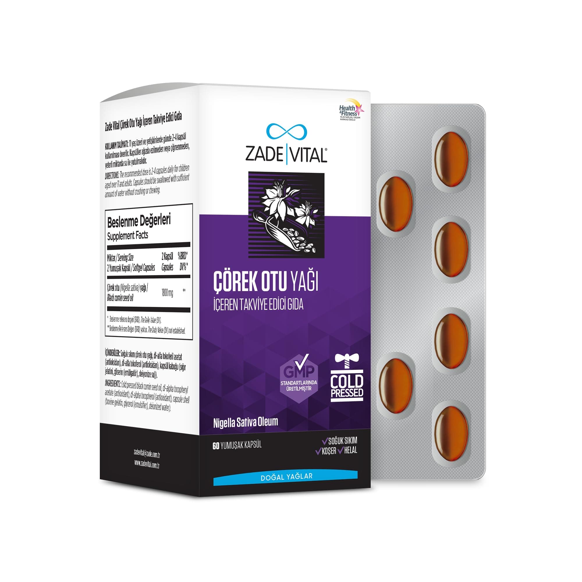 Zade Vital Corek Otu Yağı Blister 60 Kap 1 Paket(1 x 1 Adet)