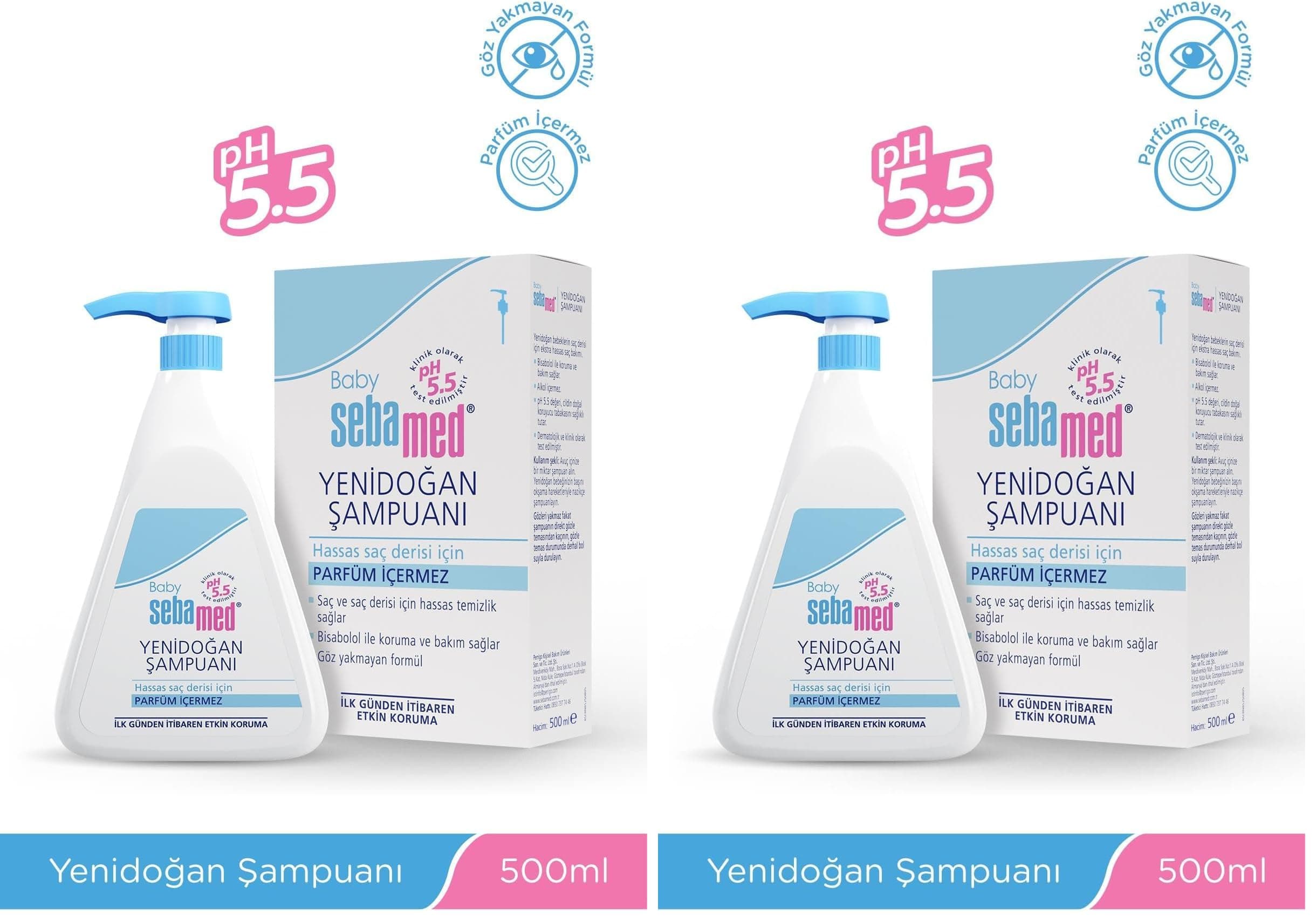 Sebamed Baby pH 5.5 Bisabolol İçerikli Koruma ve Bakım Sağlayan Yenidoğan Bebek Şampuanı 500 ml (2 paketi)
