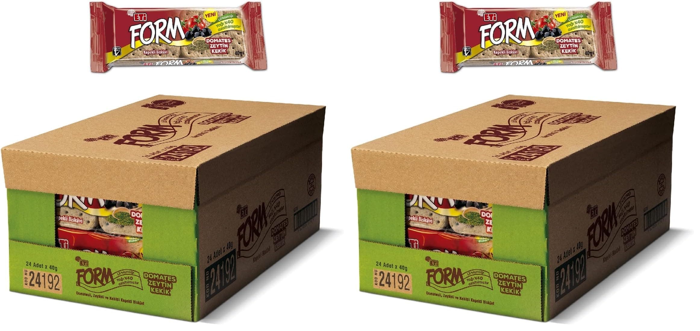 Eti Form Domatesli Zeytinli ve Kekikli Kepekli Bisküvi 40 g x 24 Adet (2 paketi)