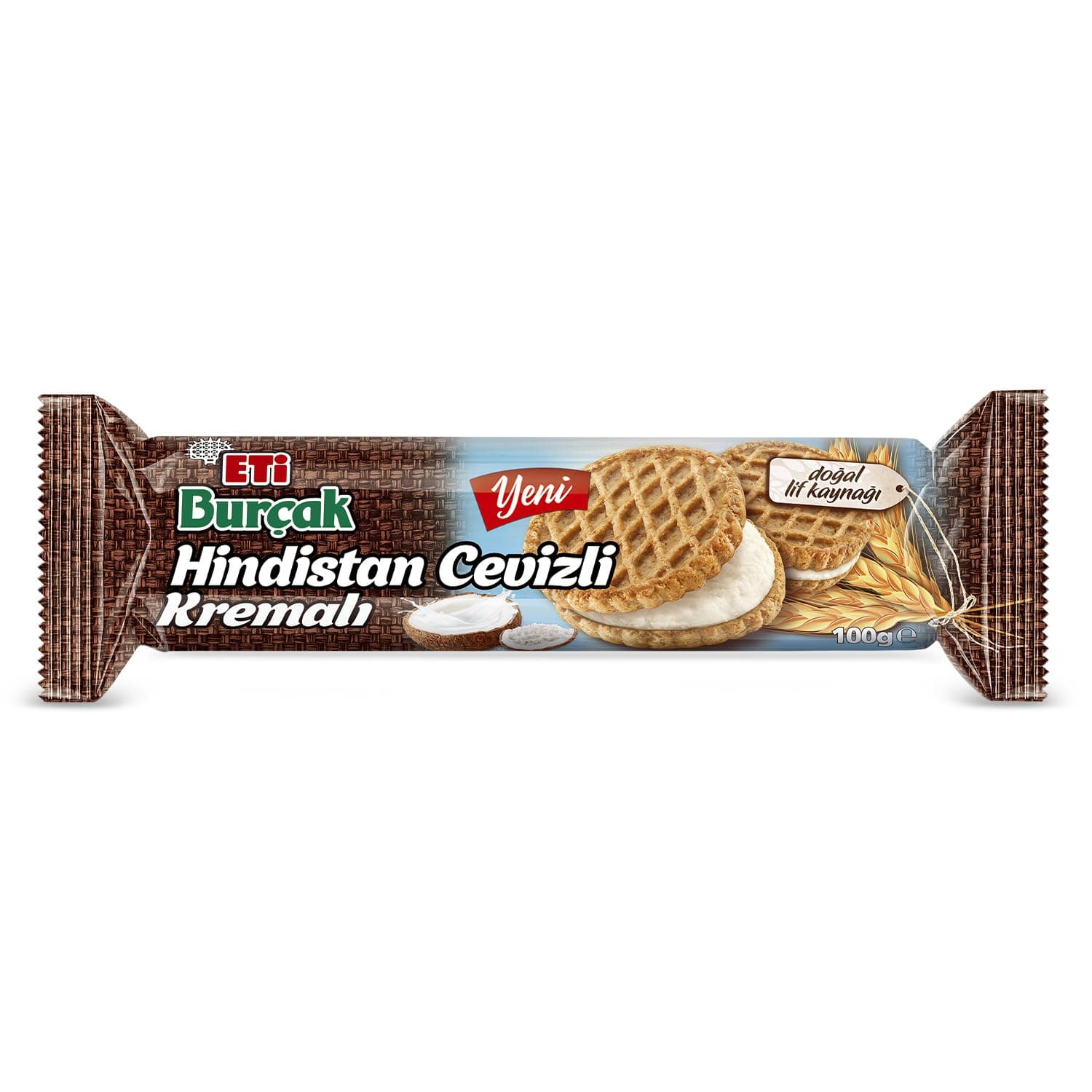 Eti Burçak Hindistan Cevizi Kremalı Bisküvi 100 g Tekli Paket