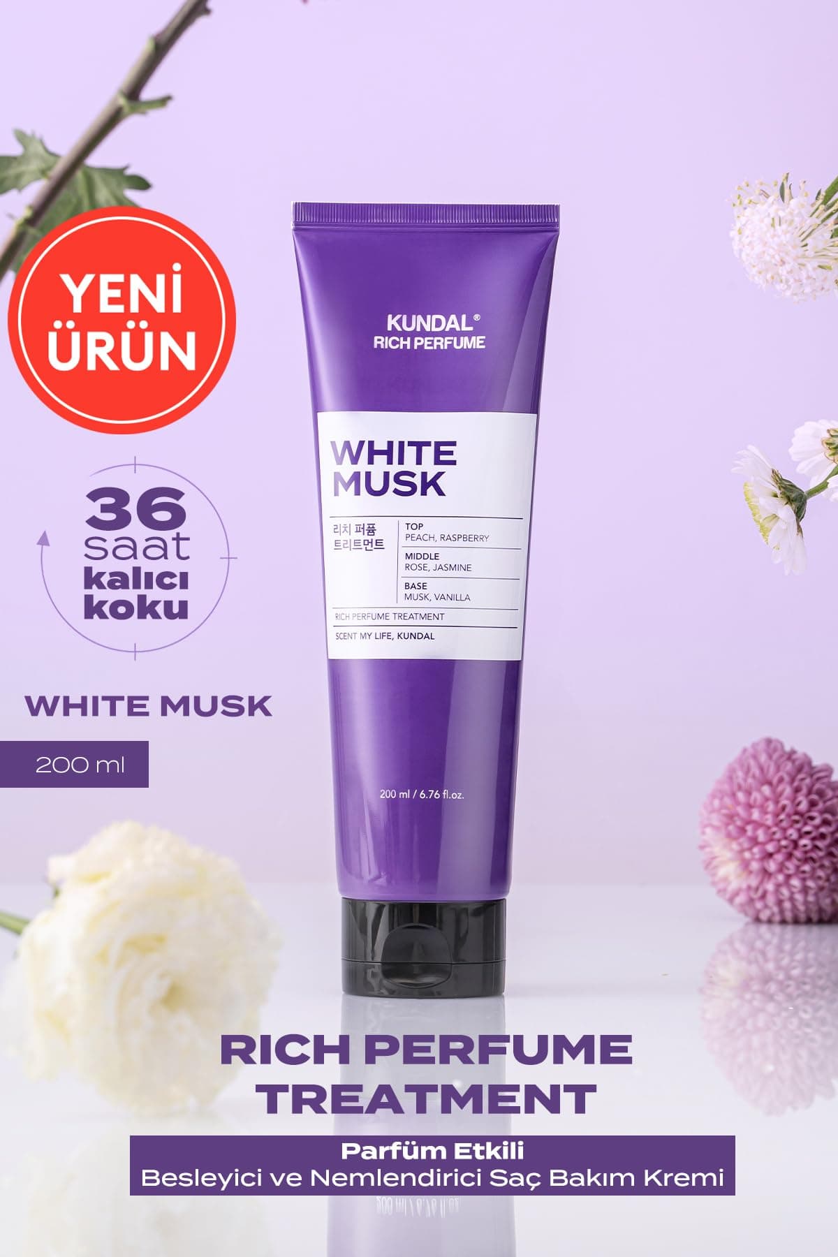 KUNDAL, Parfüm Etkili Besleyici&Nemlendirici Saç Bakım Kremi Rich Perfume Treatment 200ml White Musk