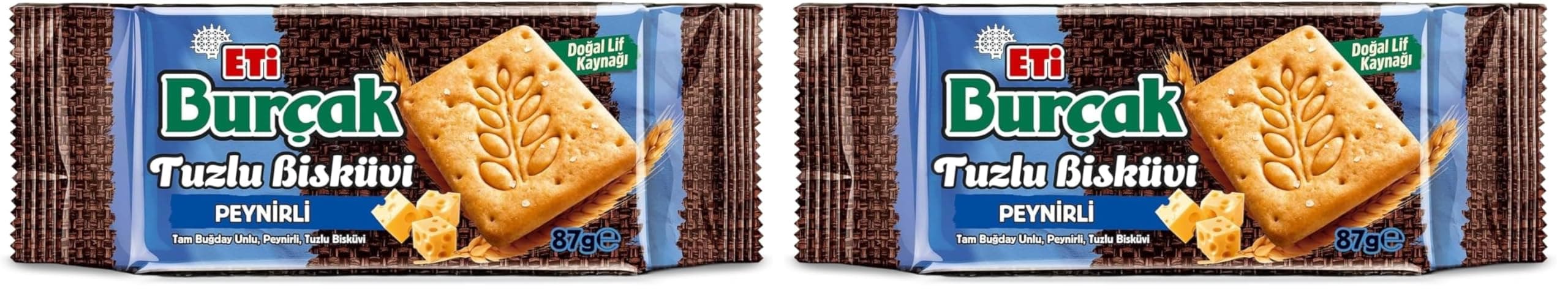Eti Burçak Tam Buğday Unlu Peynirli Tuzlu Bisküvi 87 Gram x 18 Adet (2 paketi)