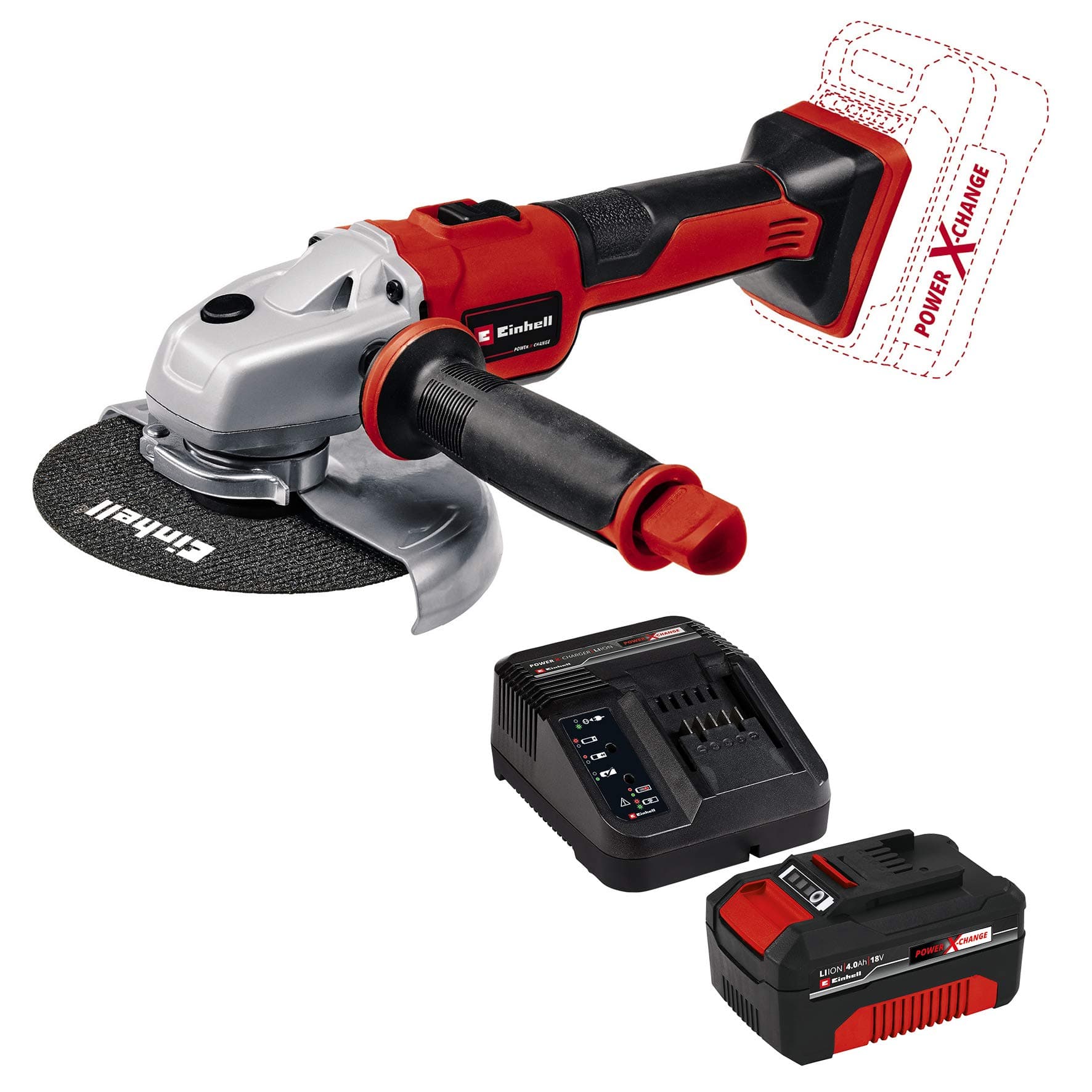 Einhell AXXIO 18/150 - Solo, Akülü Avuç Taşlama ve Einhell 18V 4,0 Ah PXC Starter Kit (Başlangıç Seti)