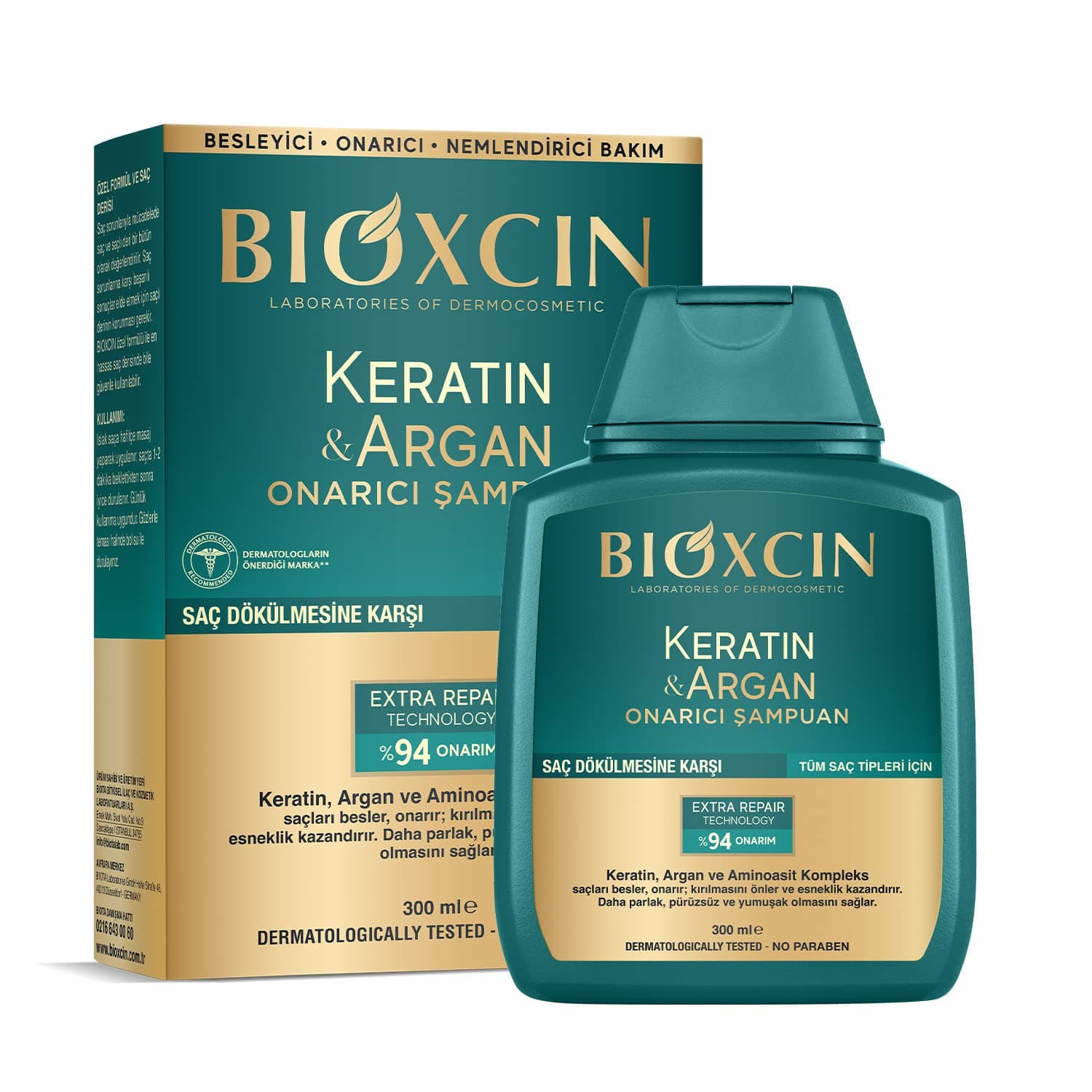 Bioxcin Keratin & Argan Onarıcı Şampuan 300 ml – Yıpranmış Saçlar İçin Nemlendirici ve Onarıcı Bakım