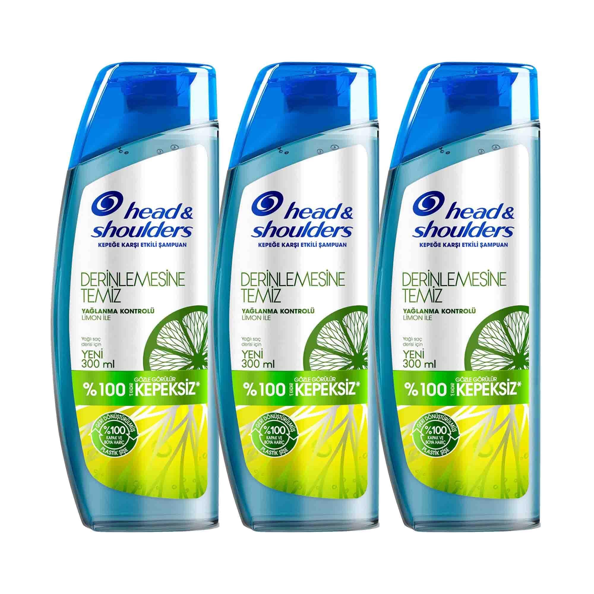 Head & Shoulders Derinlemesine Temizlik Şampuan Yağlanma Kontrolü Limon 300 ml 3lü paket