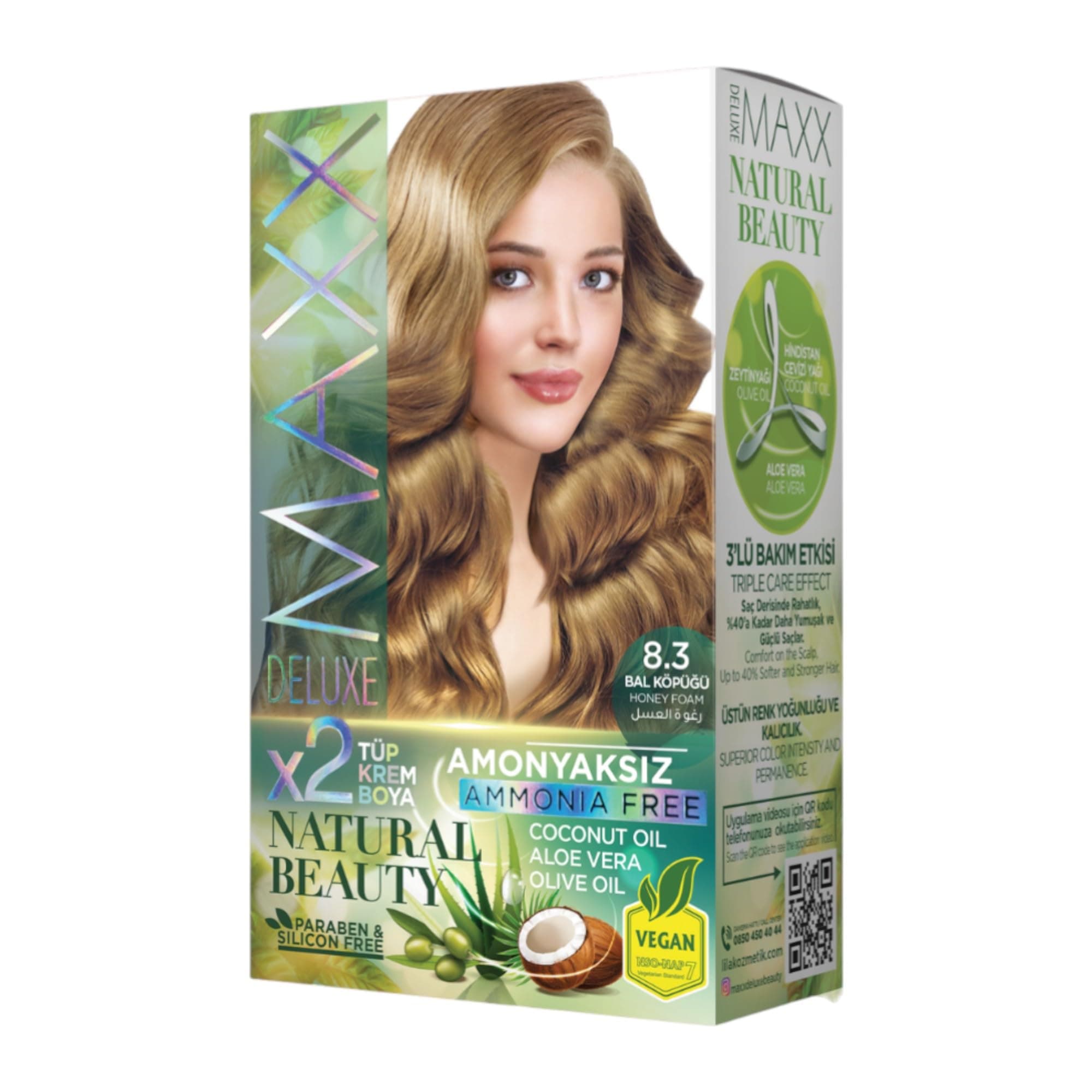 Maxx Deluxe Natural Beauty Amonyaksız Set Saç Boyası 8.3 Bal Köpüğü