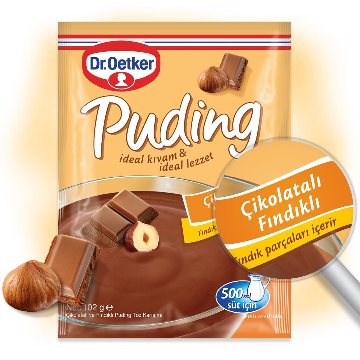 Dr. Oetker Puding Çikolatalı Fındık Aromalı 102 gr