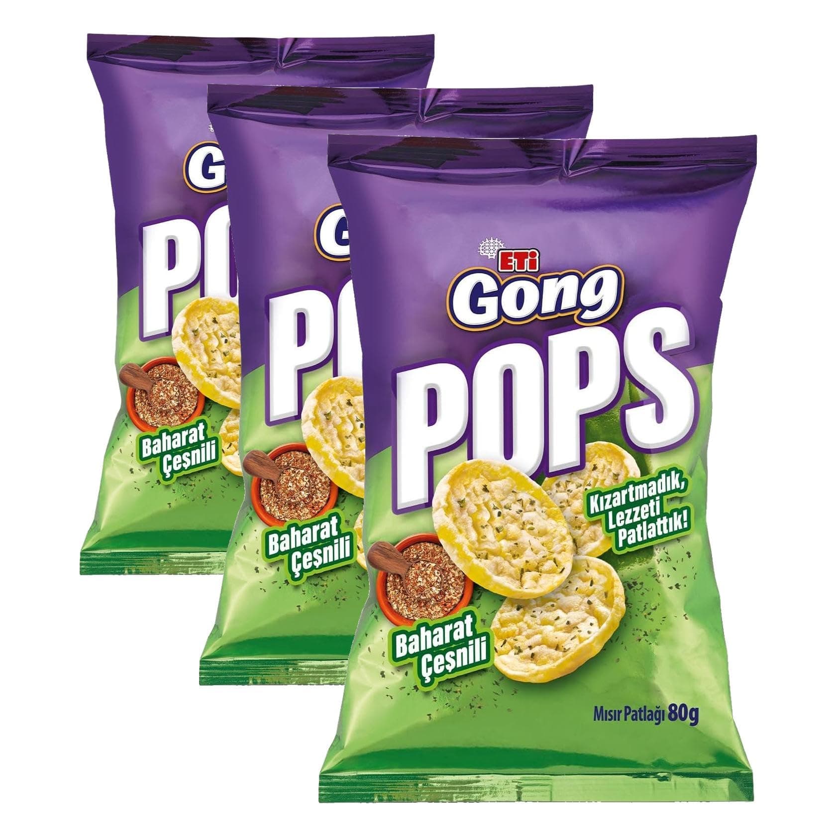 Eti Gong Pops Baharatlı Mısır Patlağı 80 g 3lü paket