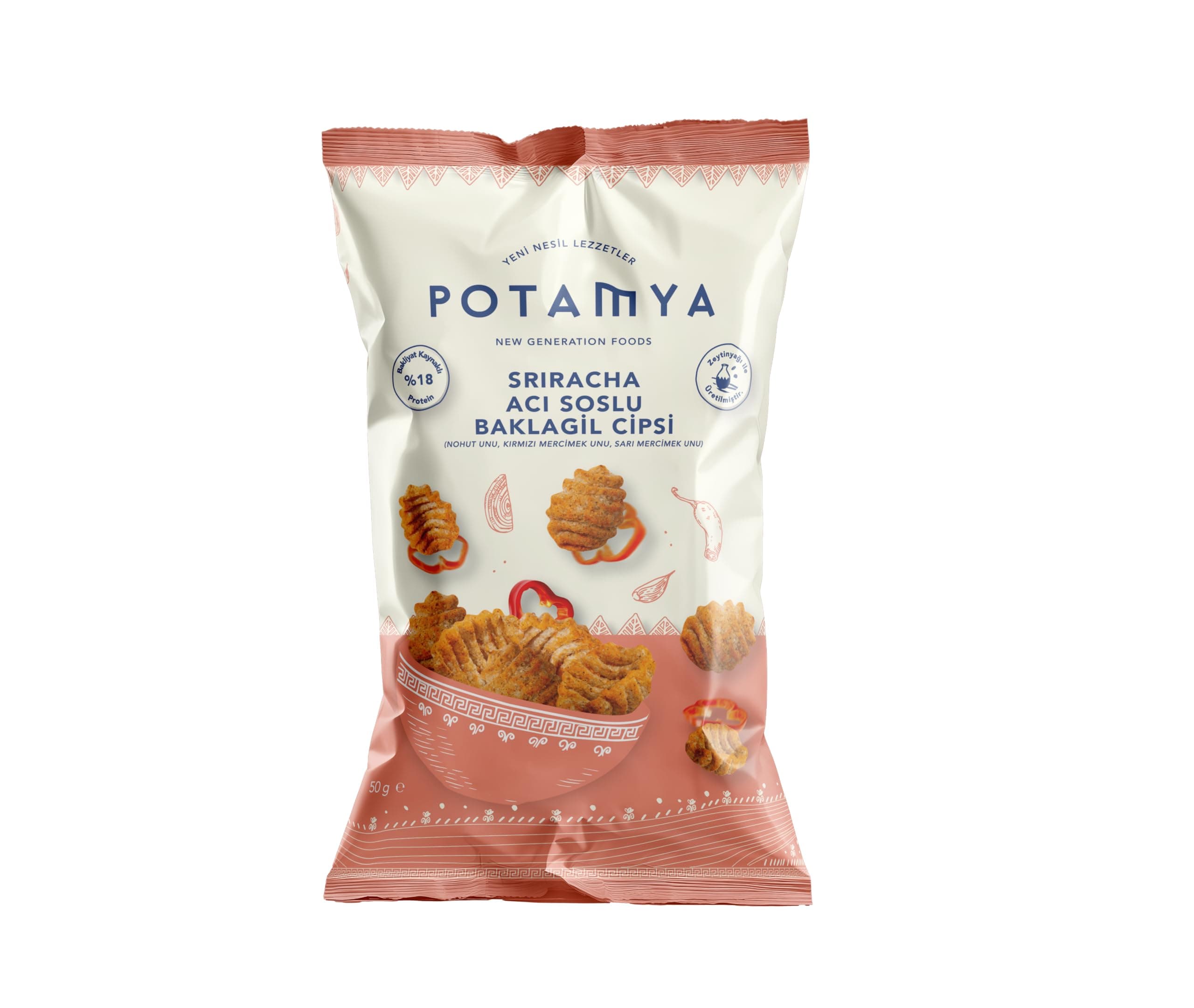 Potamya Zeytinyağlı Sriracha Acı soslu Baklagil Cipsi