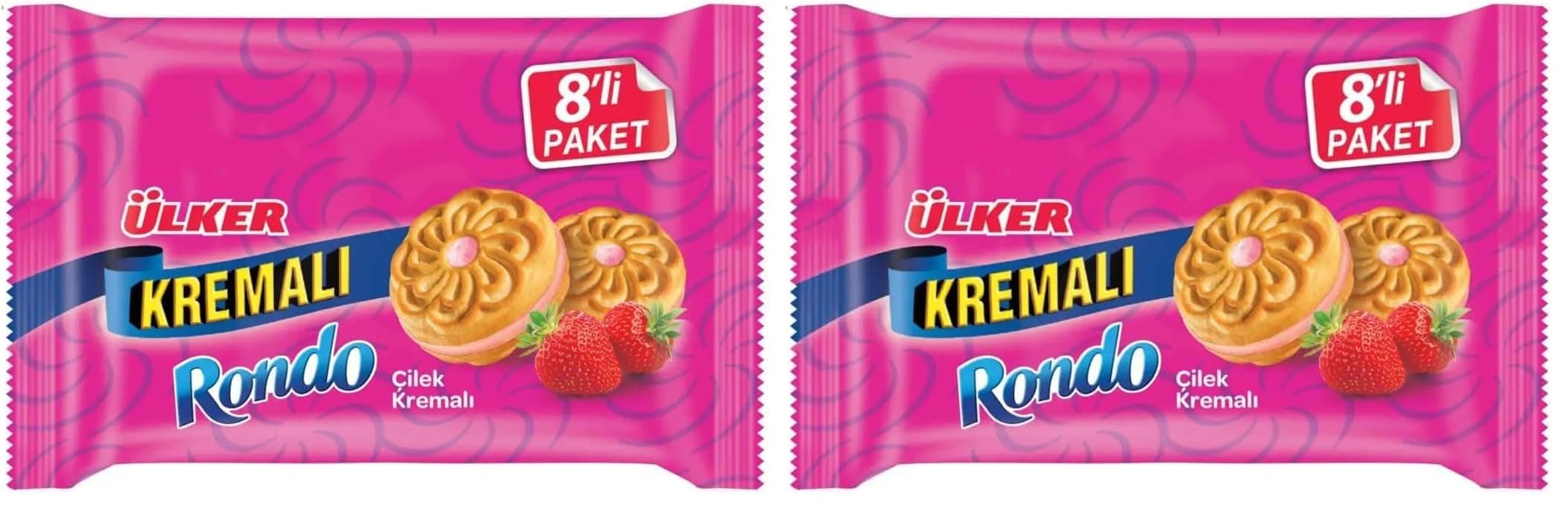 ÜLKER Kremalı Rondo Çilekli Bisküvi, 488 Gr (2 paketi)