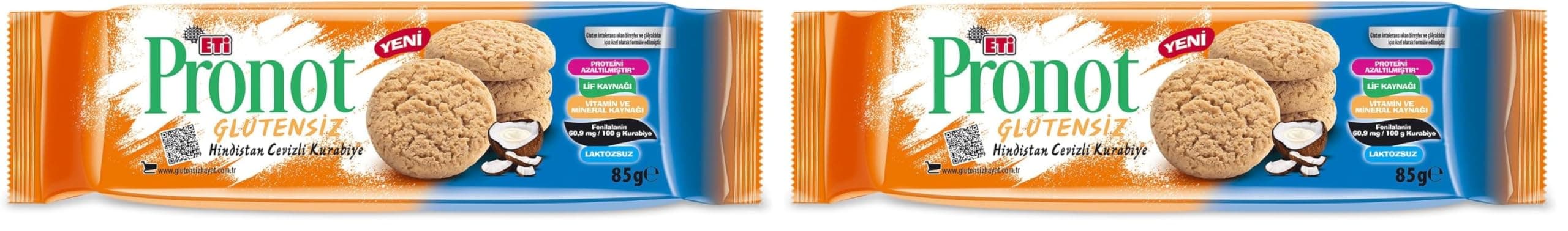Eti Pronot Glutensiz Hindistan Cevizli Kurabiye 85 g x 12 Adet (2 paketi)