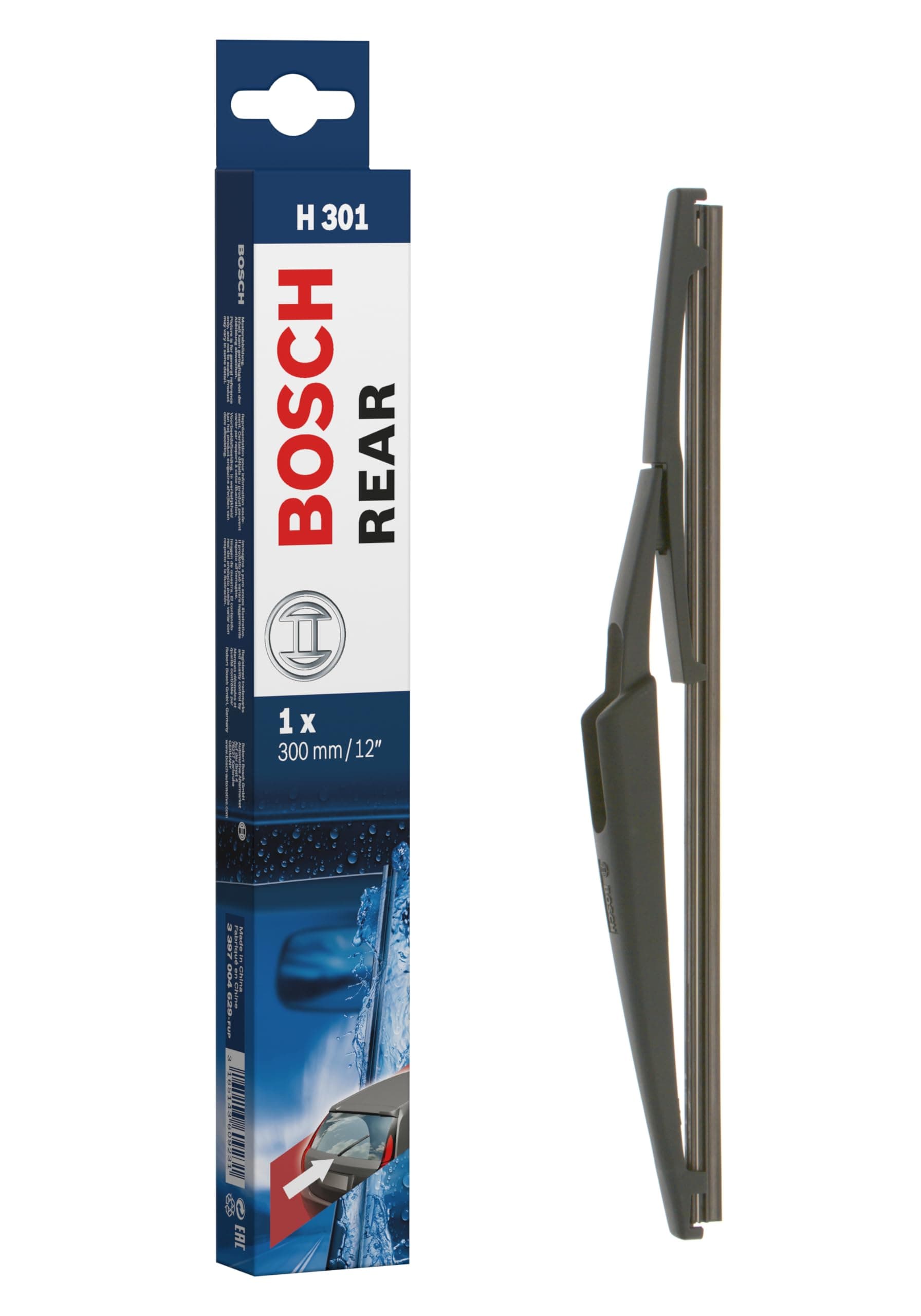 Bosch Rear Arka Silecek Alfa Romeo Mito (2011-2018), Dacia Duster (2010-2018), Hyundai Bayon (2021-), i20 (2020-), Opel Mokka, Corsa (2019-), Peugeot 208, 2008 (2019-) [300 mm] H301 3397004629