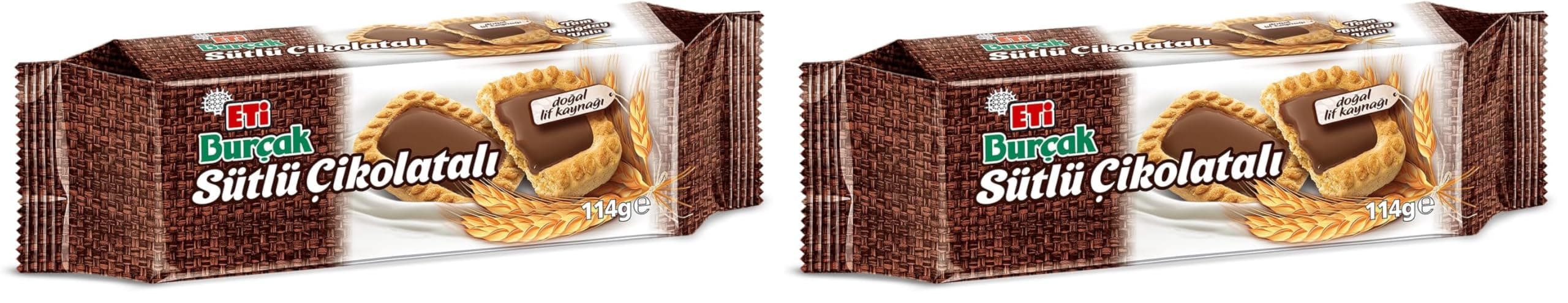 Eti Burçak Sütlü Çikolatalı Bisküvi 114 g 2li paket