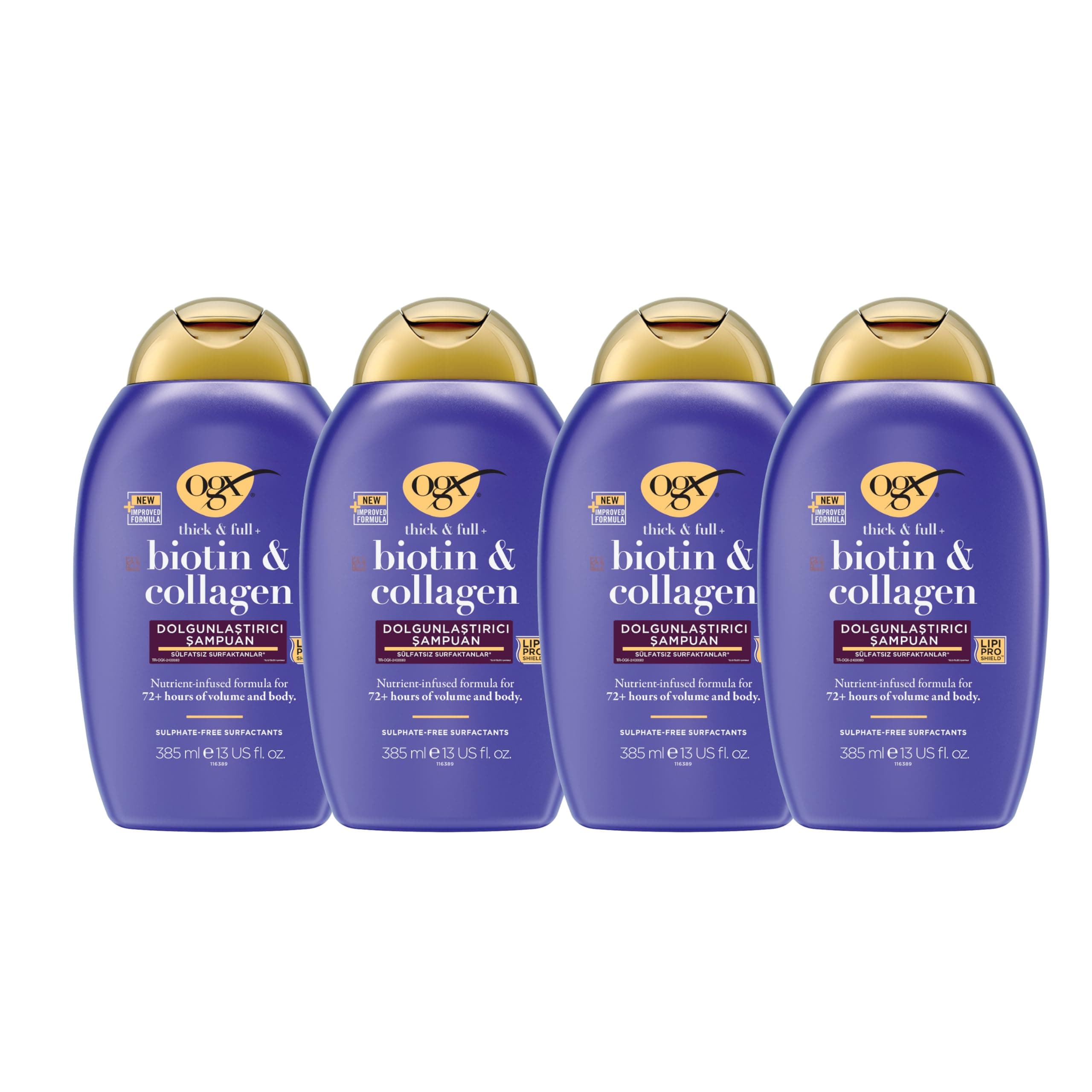 OGX Biotin & Kolajen Dolgunlaştırıcı Şampuan, 385 ml, 4'lü Paket