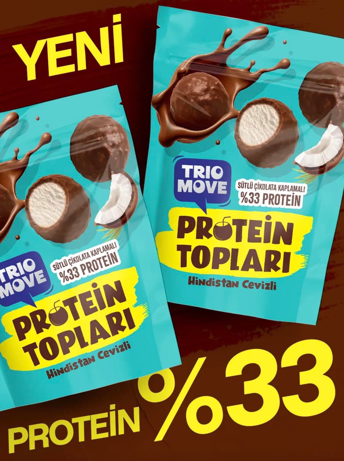 TrioMove Sütlü Çikolata Kaplamalı Hindistan Cevizli Protein Topları 72 Gr