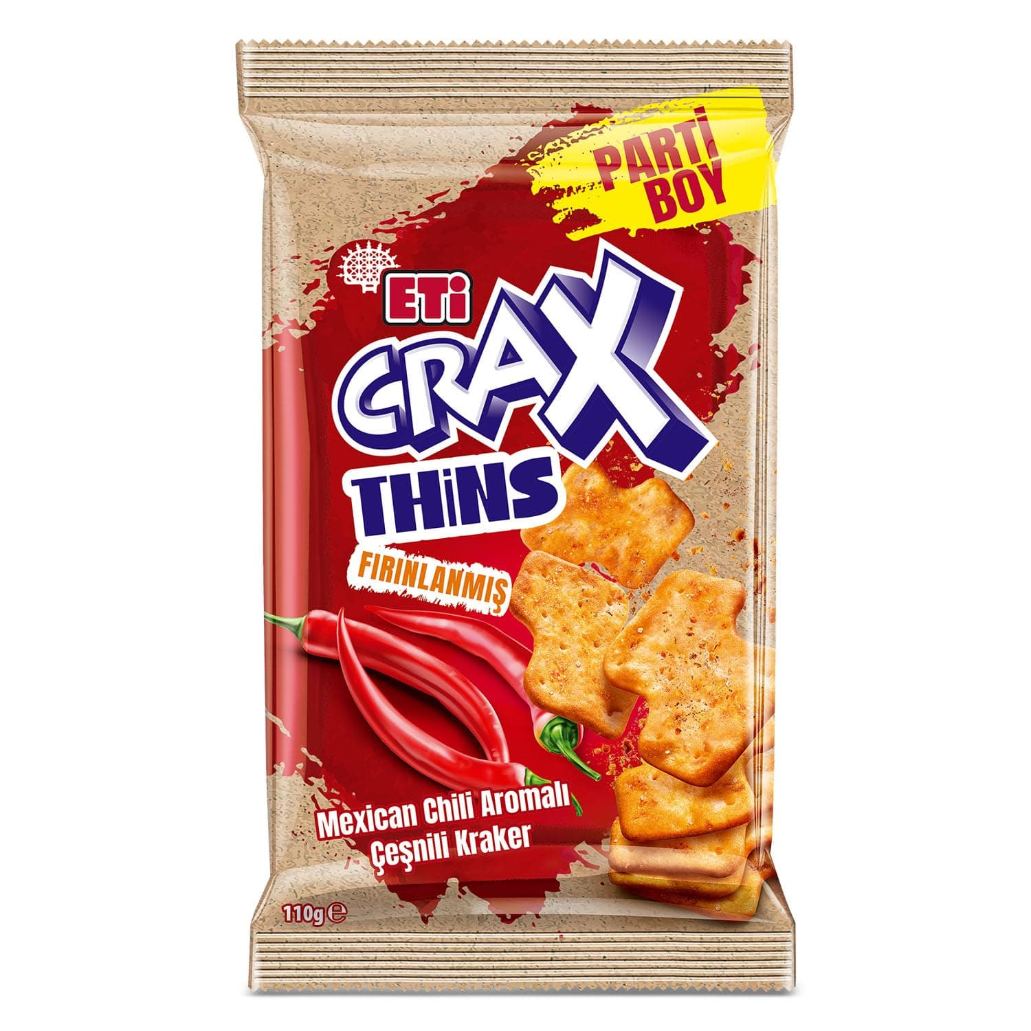 Eti Crax Thins Mexican Chili Aromalı Çeşnili Kraker 110 x 14 Adet
