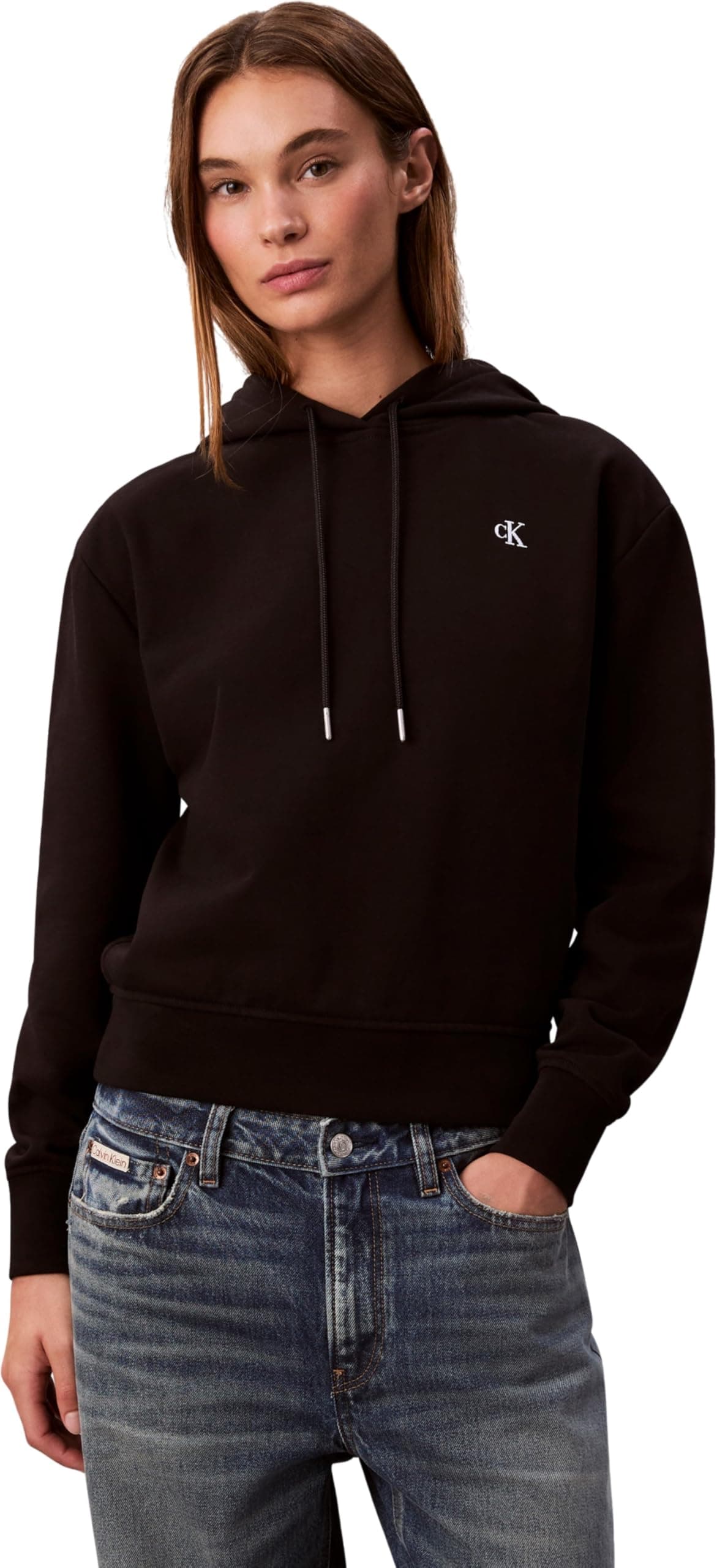 Calvin Klein LS MONOGRAM TERRY PO HOOD Sweatshirt Kadın