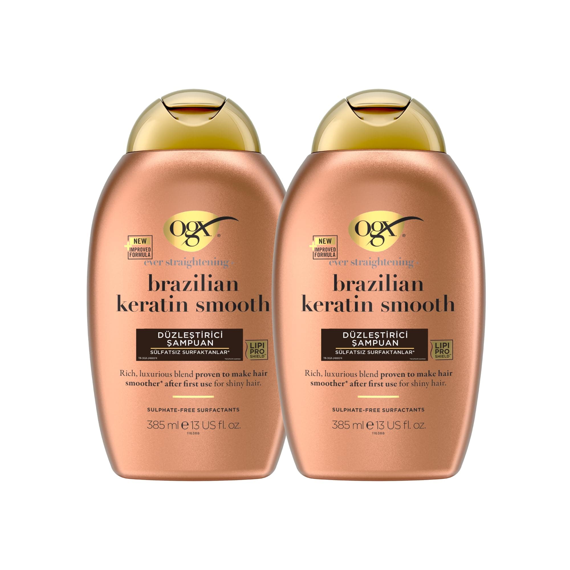 OGX Brazilian Keratin Smooth Şampuan, 385 ml, 2'li Paket