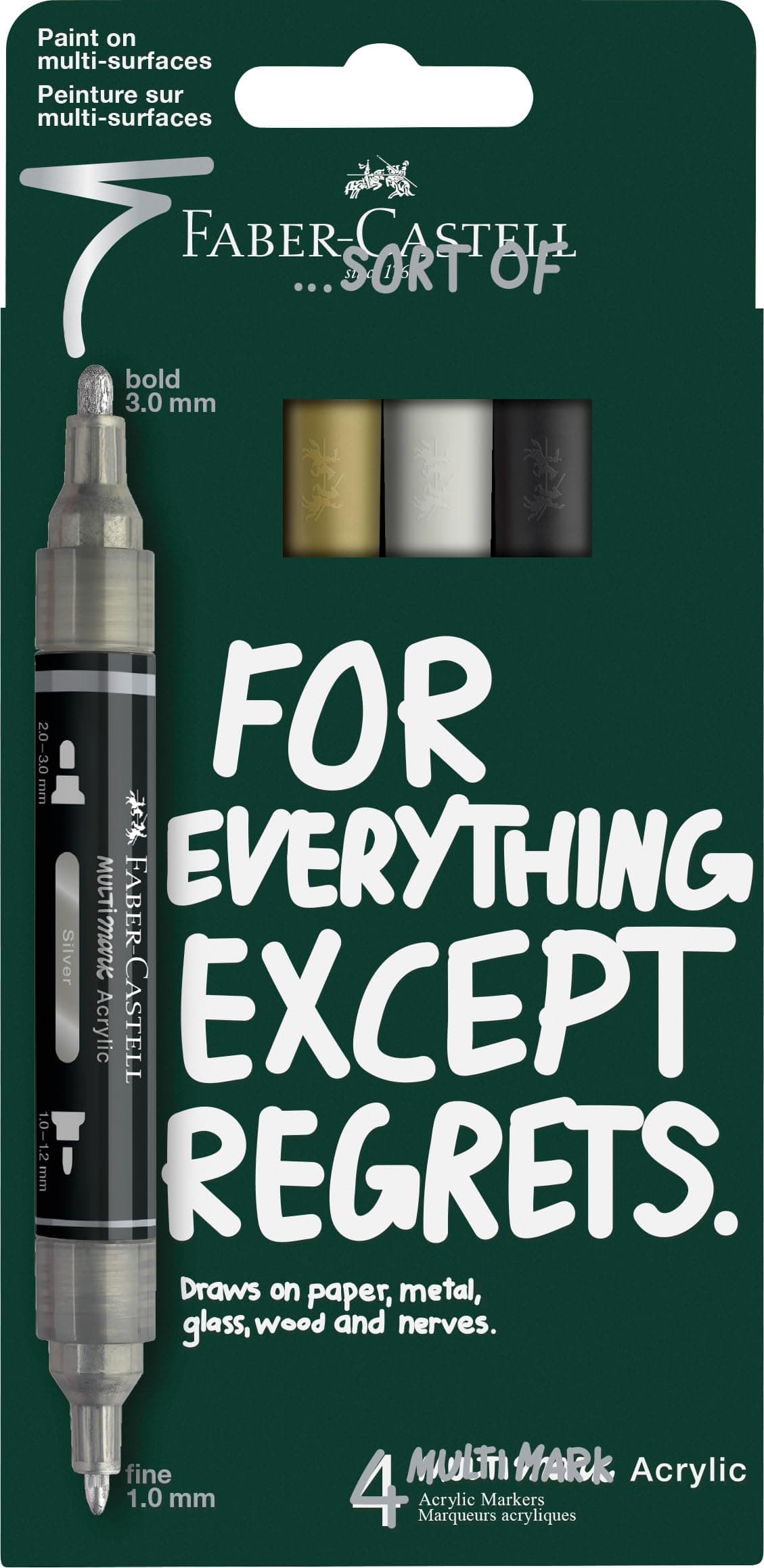 Faber-Castell Multimark Akrilik Markör,Klasik,4'lü,Çift Uçlu,Çok Amaçlı,Konik Uç,Sınırsız Kullanım Çeşitliliği