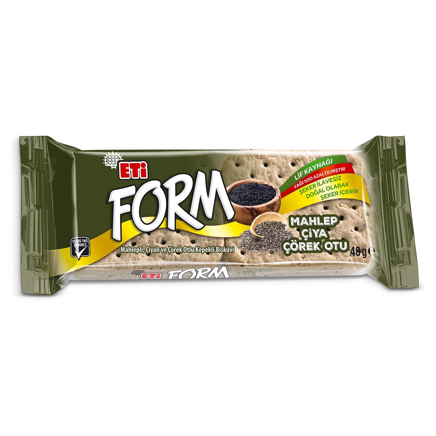 Eti Form Mahlepli Çiyalı ve Çörek Otlu Kepekli Bisküvi 40 g x 24 Adet