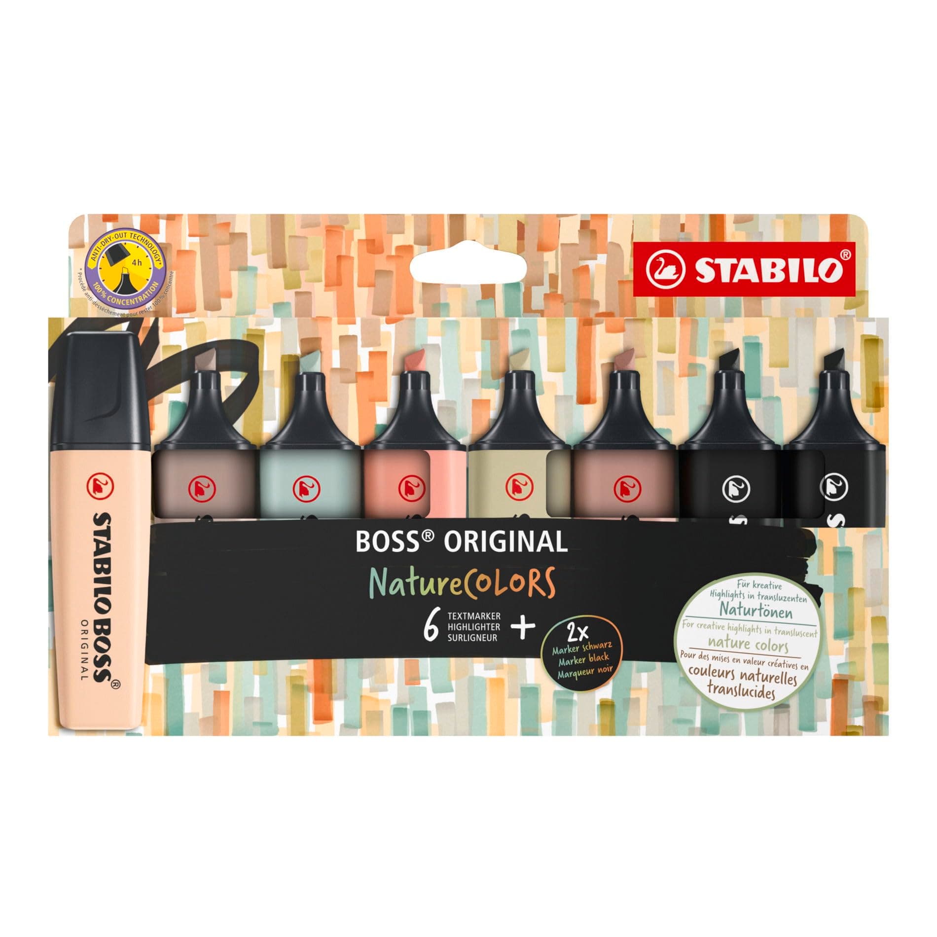 STABILO BOSS ORIGINAL NatureCOLORS - Fosforlu Kalem - 8'li Paket - Çeşitli Renkler