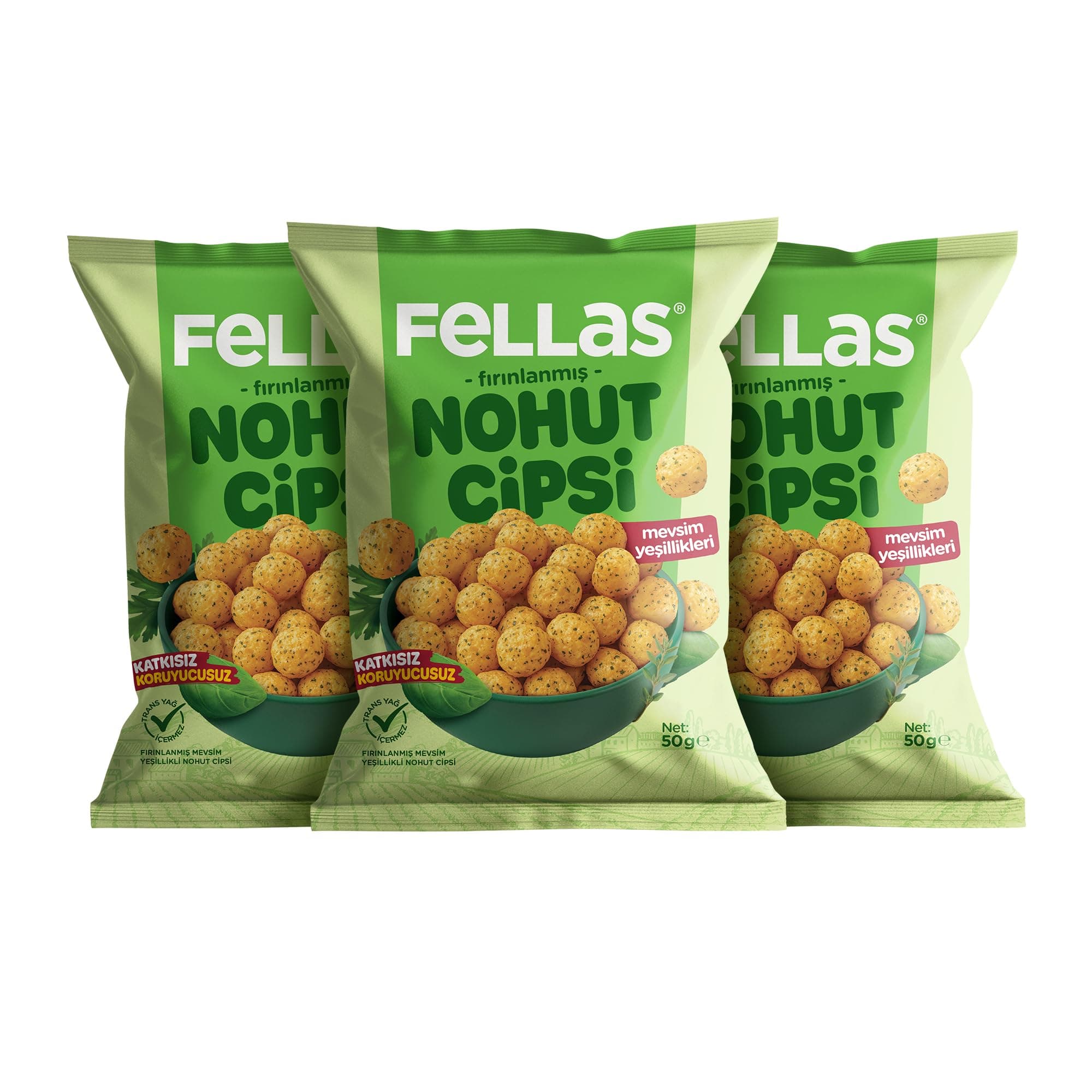 Fellas Nohut Cipsi - Mevsim Yeşillikleri (50 g) (3 paketi)