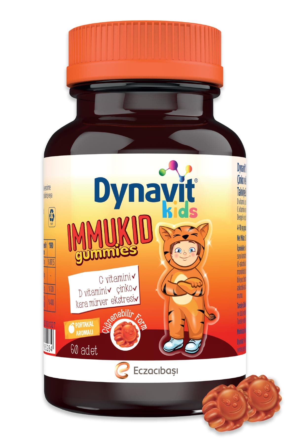 Dynavit Kids Immukid Gummies 60 Çiğnenebilir - Çocuk için C, D Vitamini,Çinko,Kara Mürver-Bağışıklık&Enerji