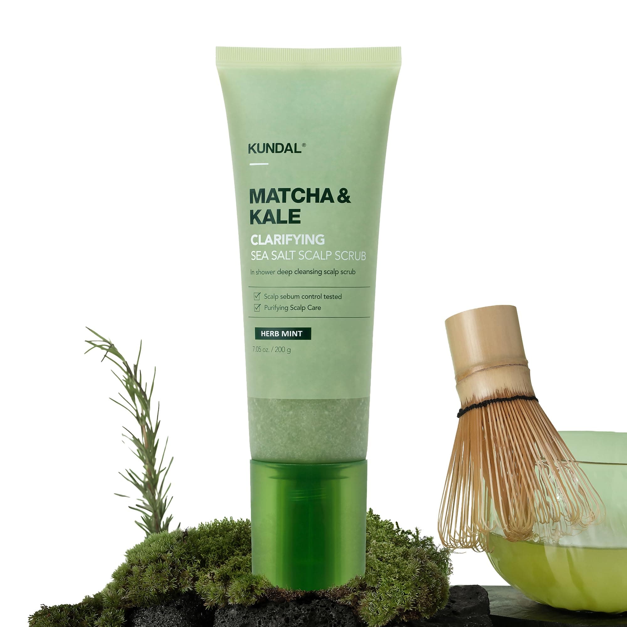 KUNDAL Yağlı Saçlara Dökülme Karşıtı Saç Derisi Peelingi Matcha&Kale Clarifying Sea Salt Scalp Scrub
