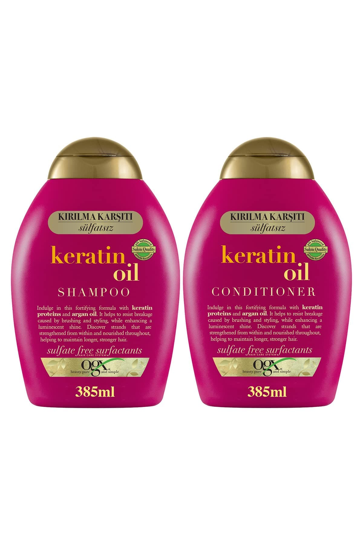 OGX Keratin Oil Şampuan 385 ml + Bakım Kremi 385 ml 2'li Set