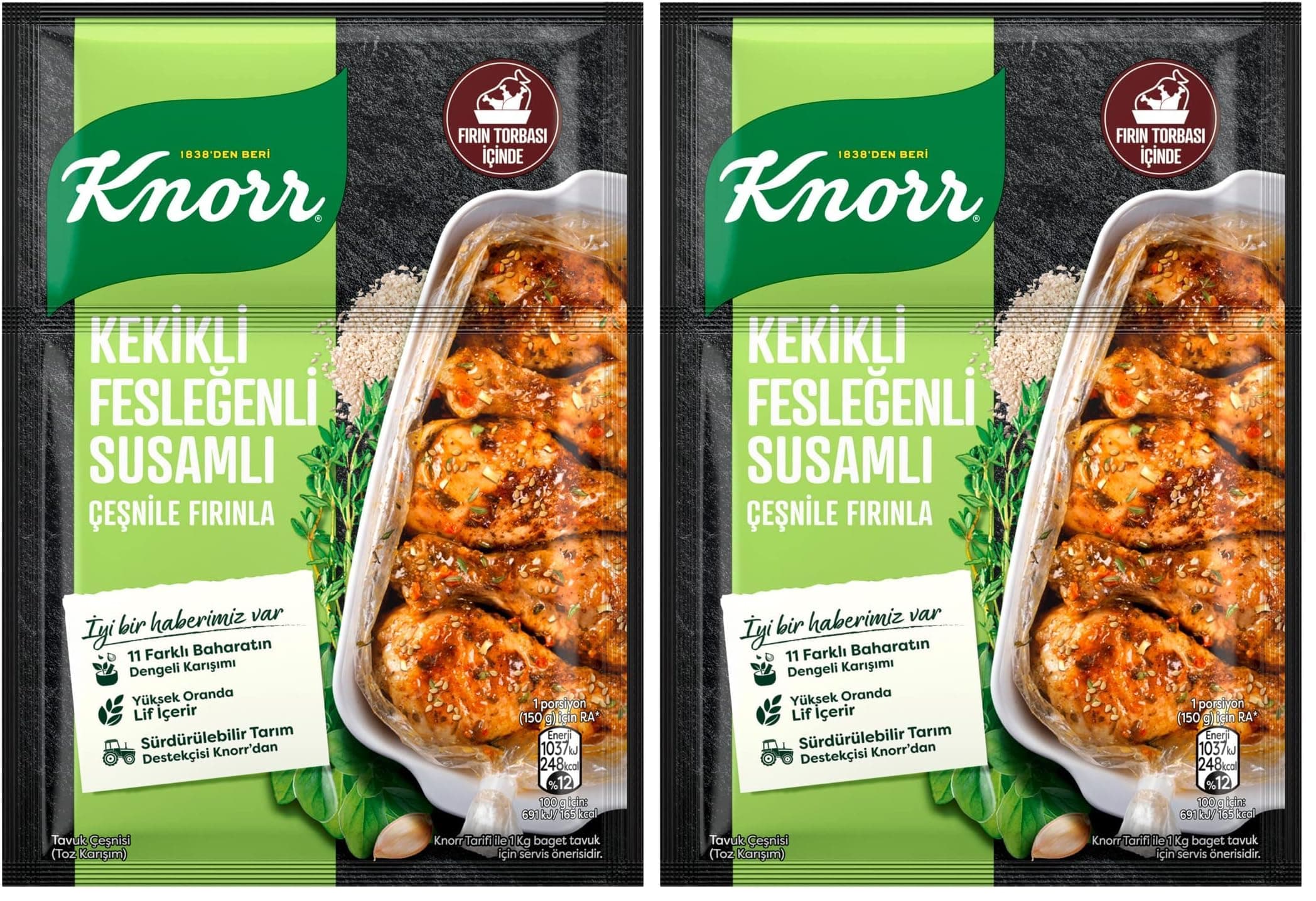 Knorr Çeşni Kekikli Susamlı Fesleğenli Çeşnile Fırınla 29 g 2li paket