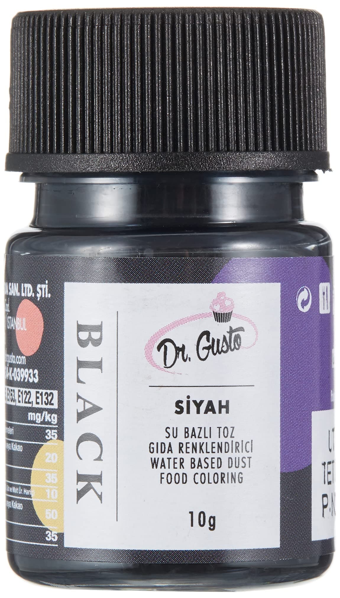 Dr.Gusto Su Bazlı Toz Gıda Boyası Siyah 10 Gr