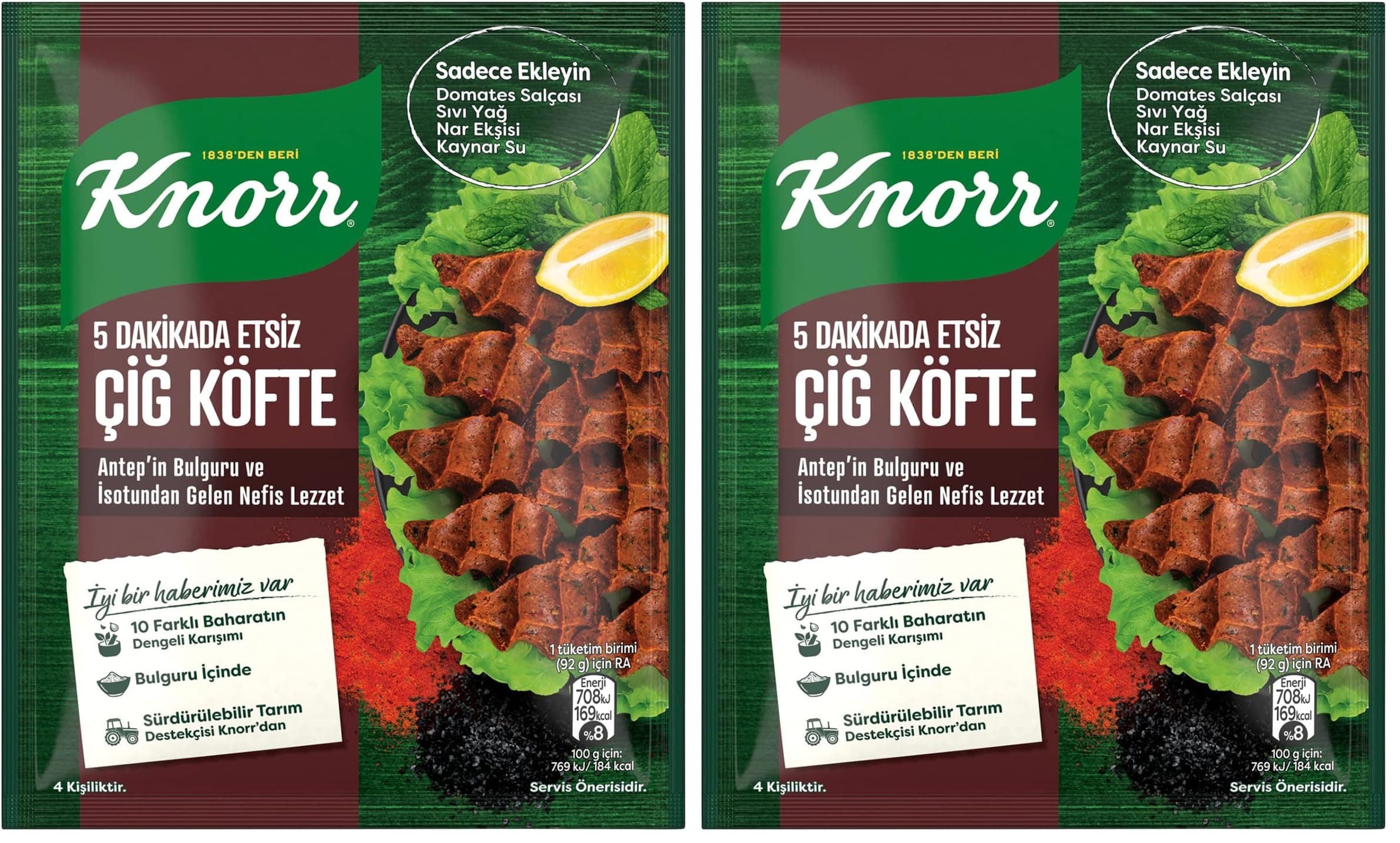 Knorr Çiğ Köfte 5 Dakikada Etsiz 120 g 2li paket