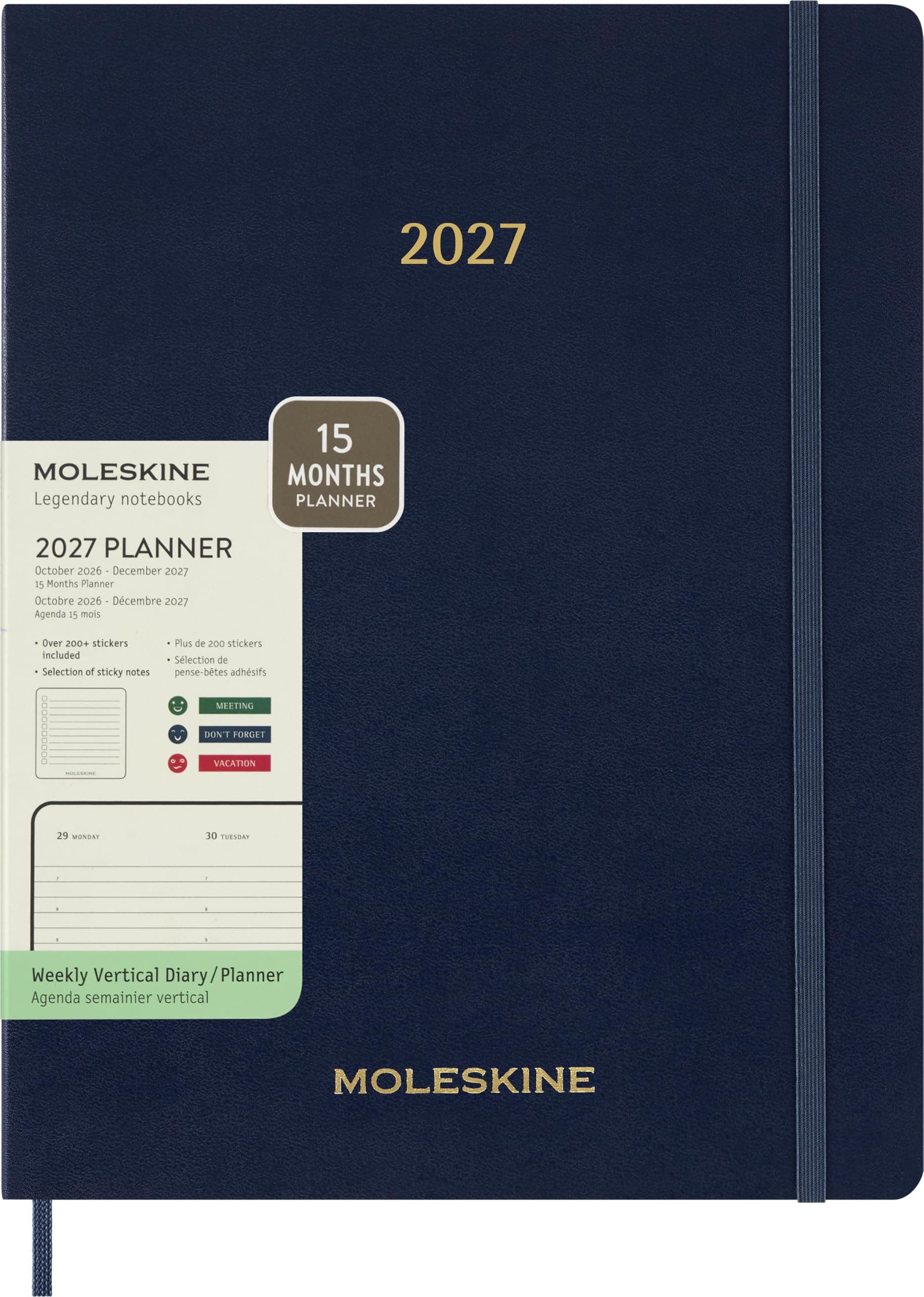 Moleskine Essential 2027 Ajanda XXL 21.6X27.9 Haftalık Yumuşak Kapak Safir Mavi