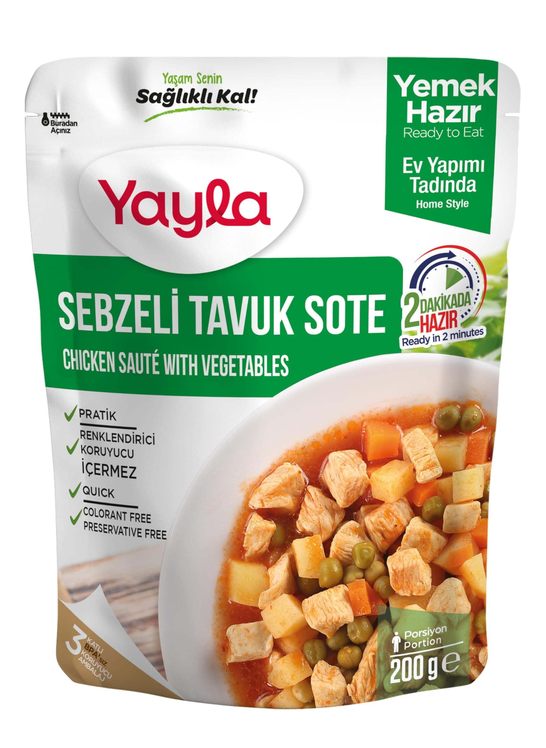 Yayla Sebzeli Tavuk Sote 200 gr Tekli Paket
