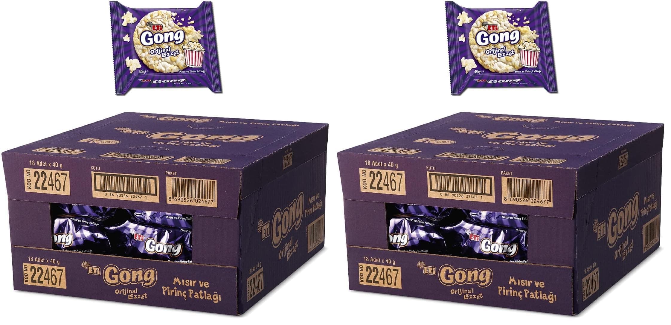 Eti Gong Orijinal Lezzet Mısır ve Pirinç Patlağı 40 g x 18 Adet (2 paketi)
