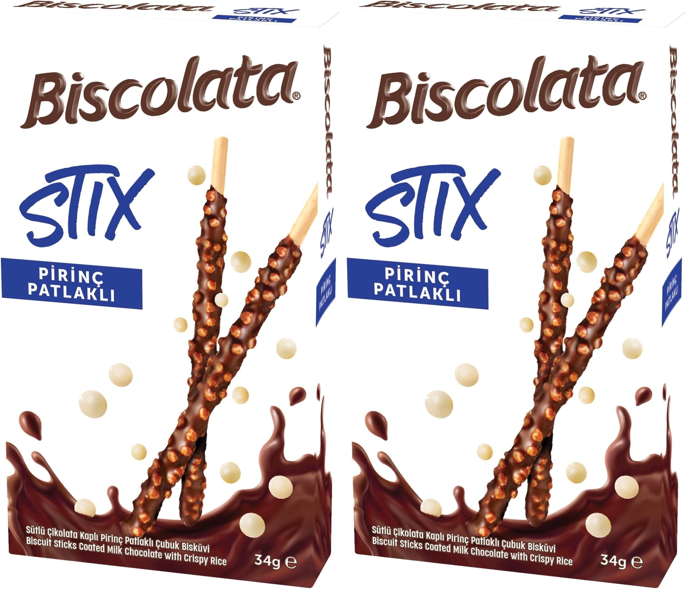Biscolata Stix Pirinç Patlaklı 34 gr 2li paket