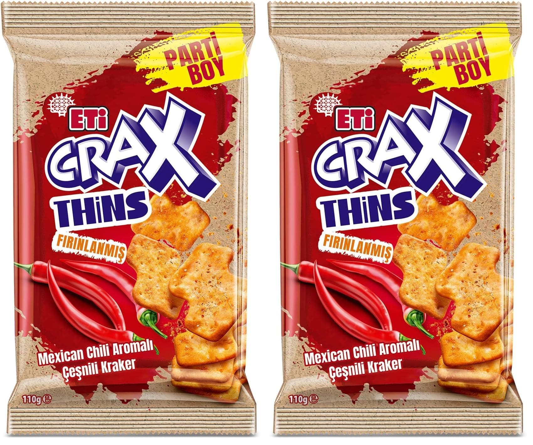 Eti Crax Thins Mexican Chili Aromalı Çeşnili Kraker 110 x 14 Adet (2 paketi)