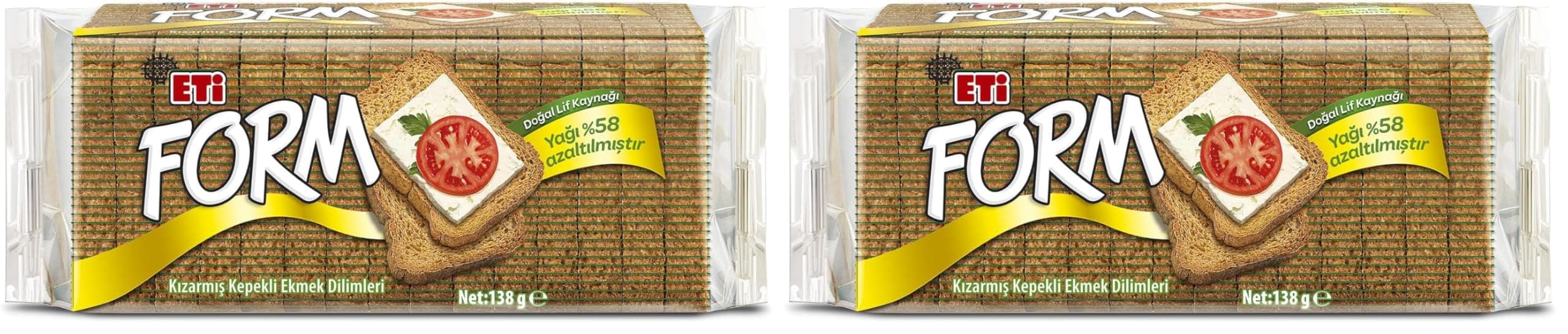 Eti Form Kızartılmış Kepekli Ekmek Dilimleri 138 g 2li paket