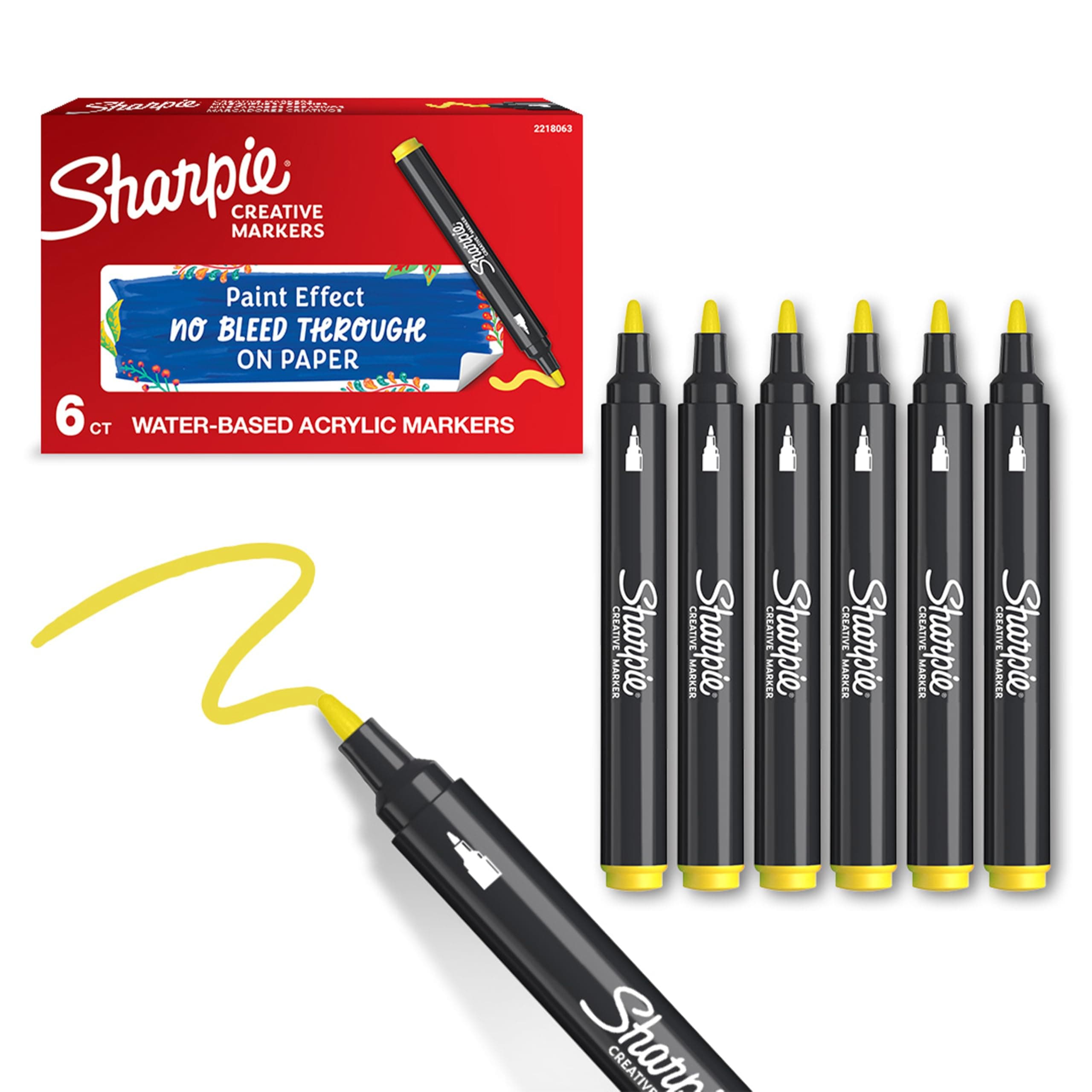 SHARPIE Akrilik markör, Yuvarlak uç, Sarı