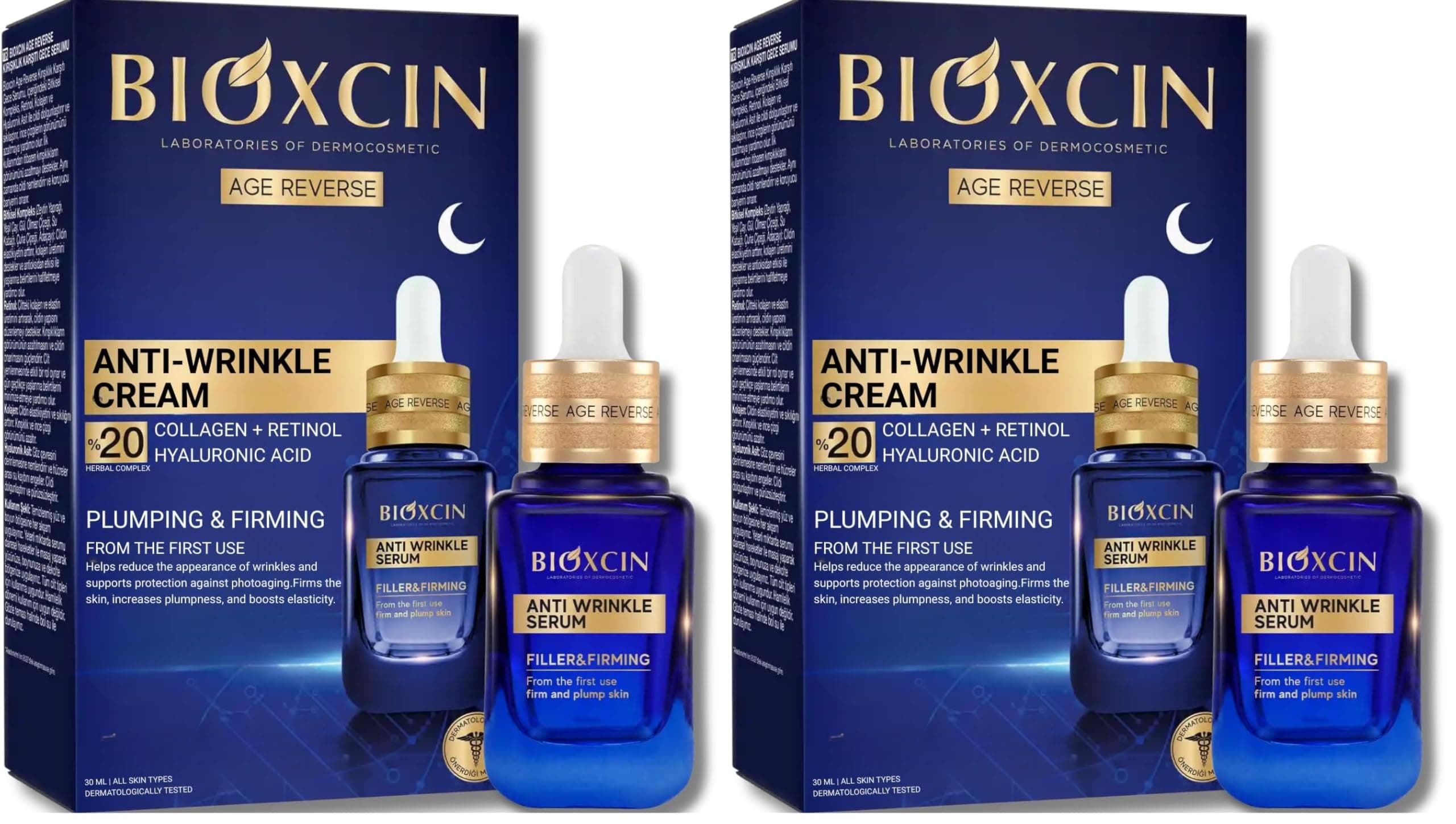 Bioxcin Age Reverse Gece Serumu 30 ml –%20 Retinol, Kolajen, Hyaluronik Asit ve Bitkisel Kompleks İçerikli – Kırışıklık Karşıtı ve Sıkılaştırıcı Cilt Serumu (2 paketi)