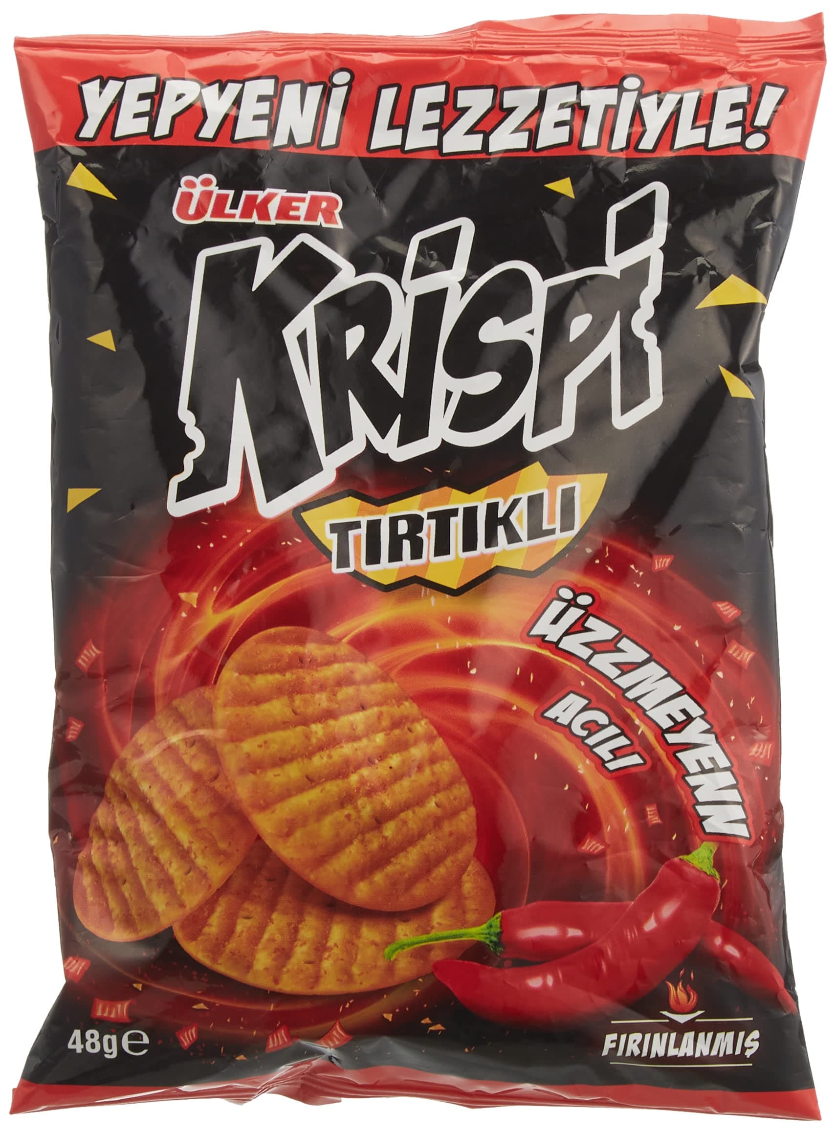 ÜLKER Krispi Tırtıklı Acılı Kraker, 48 Gr