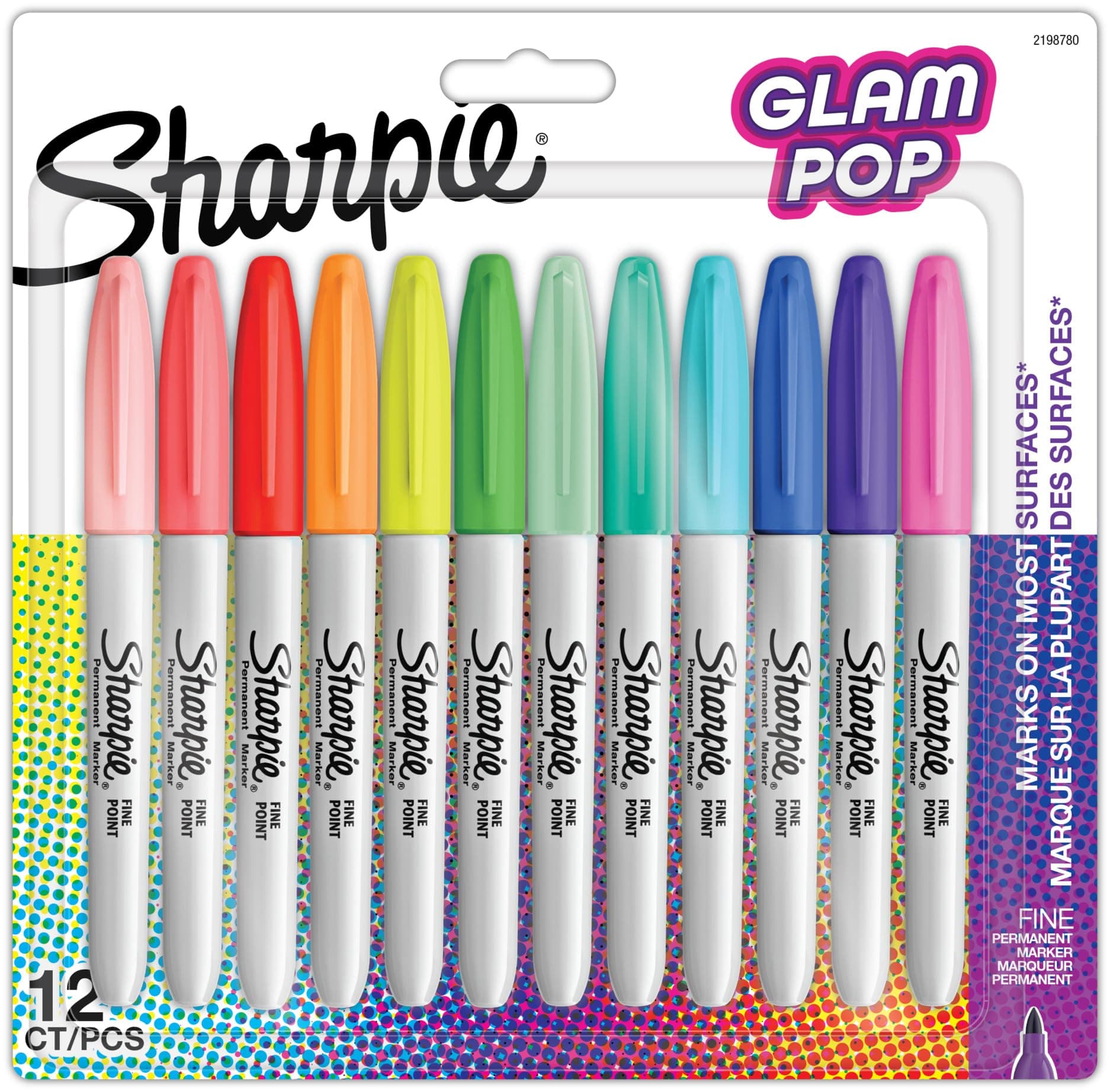 Sharpie Glam Pop kalıcı markörler, kalın ayrıntılar için ince nokta, çeşitli canlı renkler | 12 keçeli kalem