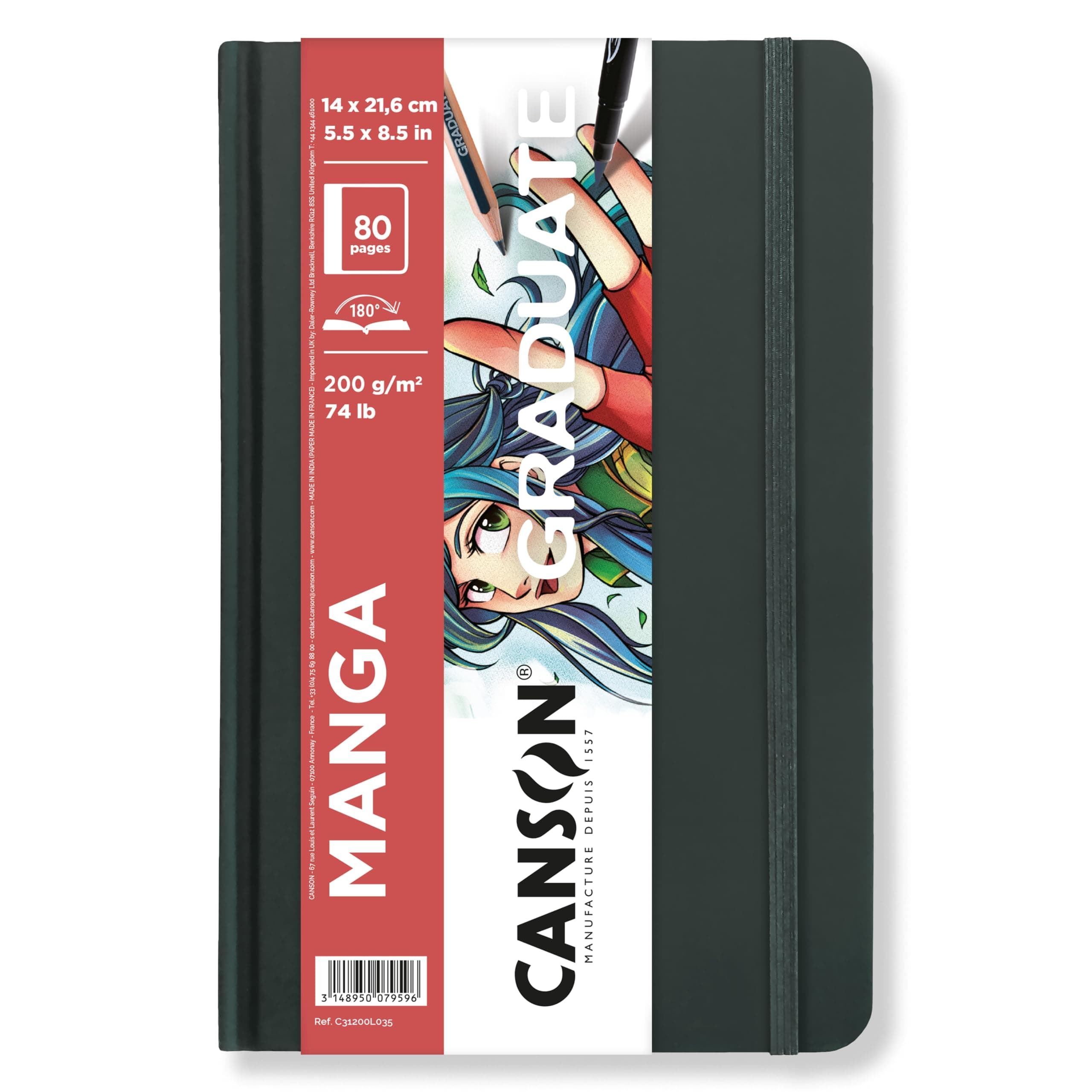 Canson Graduate Manga Kağıdı, Hardcover Art Journal, 14 x 21,6 cm, 40 Yaprak – İllüstrasyon, Karakter Çalışmaları, Çizgi Roman için Sanatçı Kağıdı