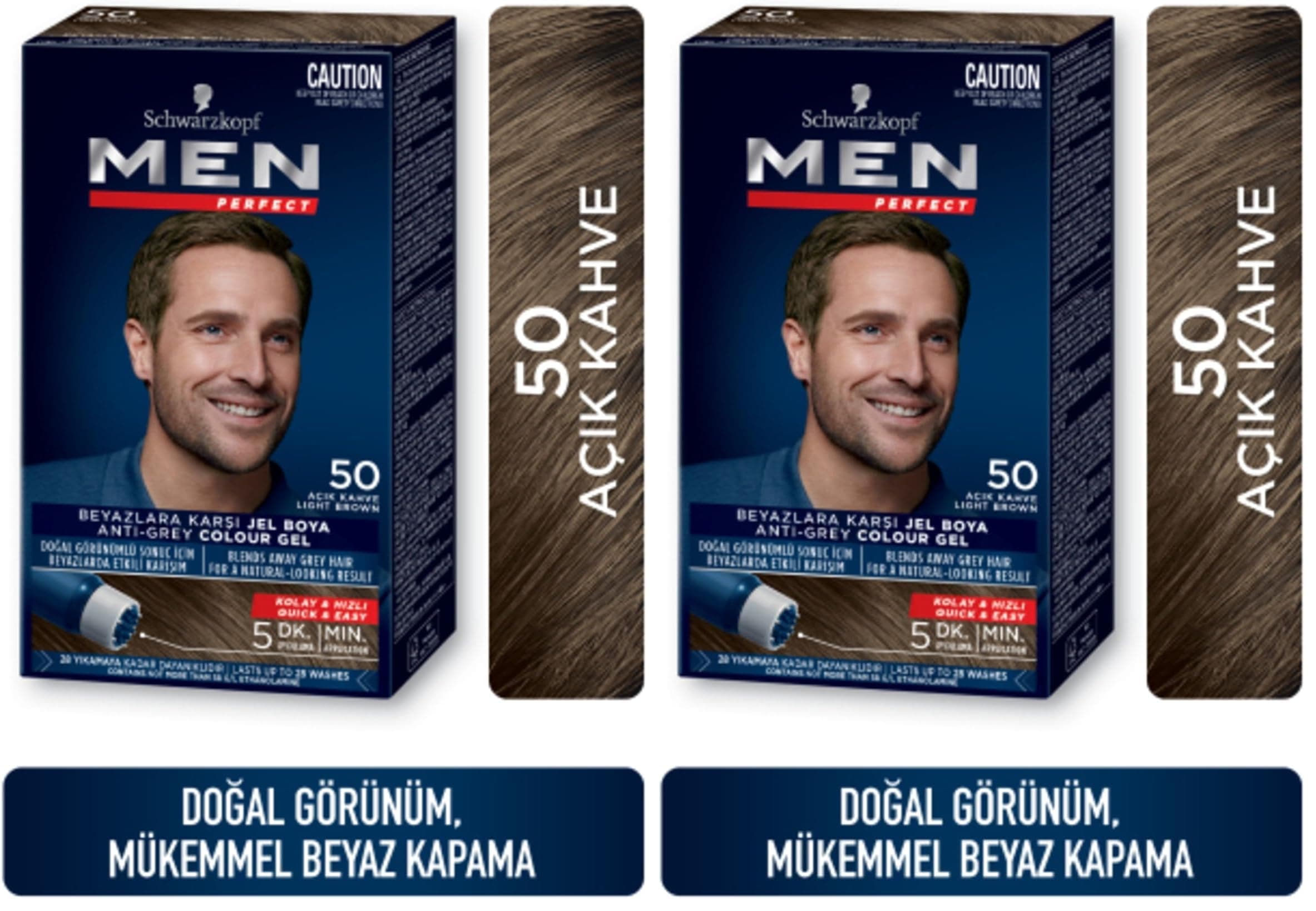 Schwarzkopf Men Perfect Saç Boyası 50 - Açık Kahve, 80 Ml 2li paket