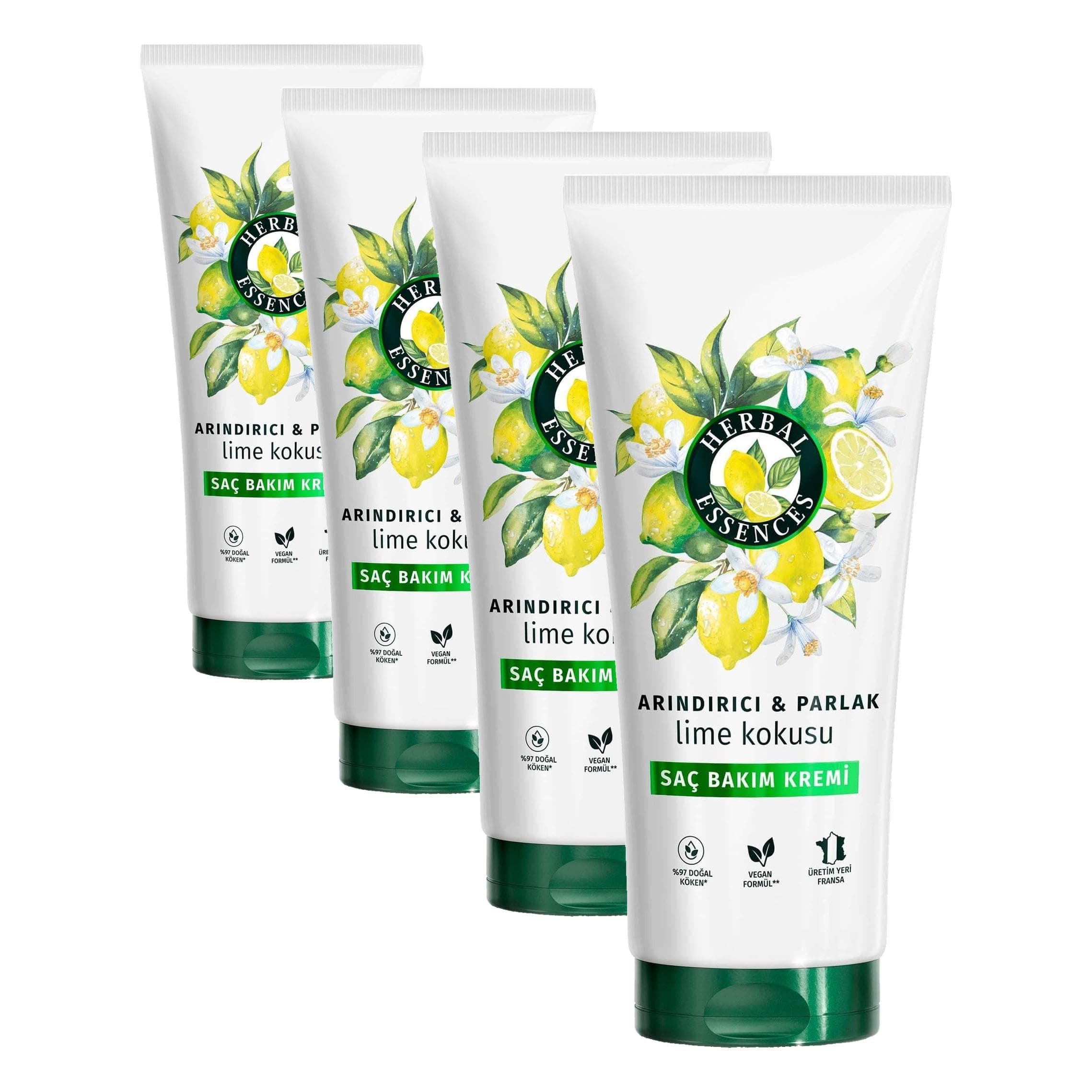 Herbal Essences Arındırıcı ve Parlaklık Veren Lime Kokulu Saç Kremi 250 ml (4 paketi)