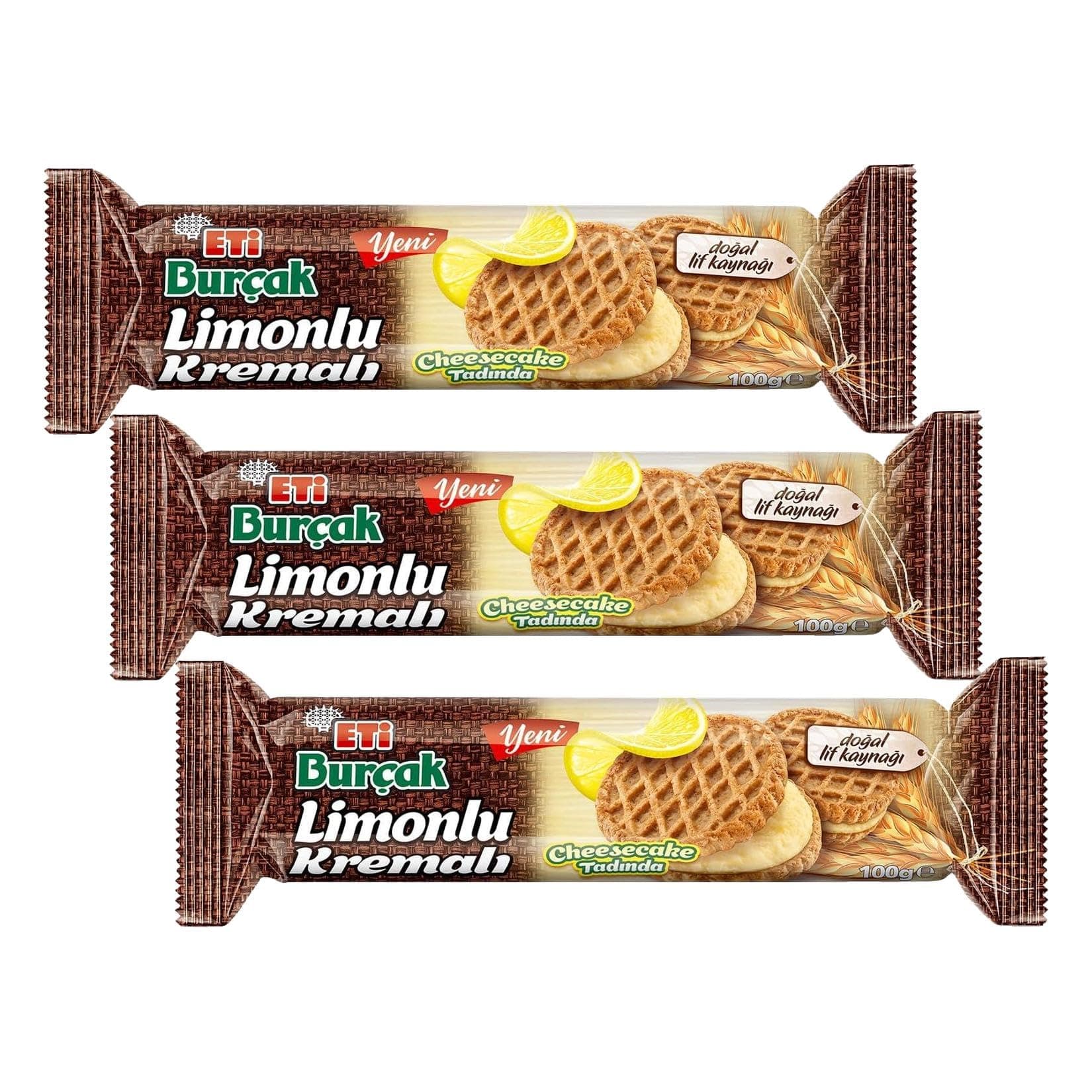 Eti Burçak Limonlu Kremalı Yulaflı Bisküvi 100 g x 12 Adet (3 paketi)