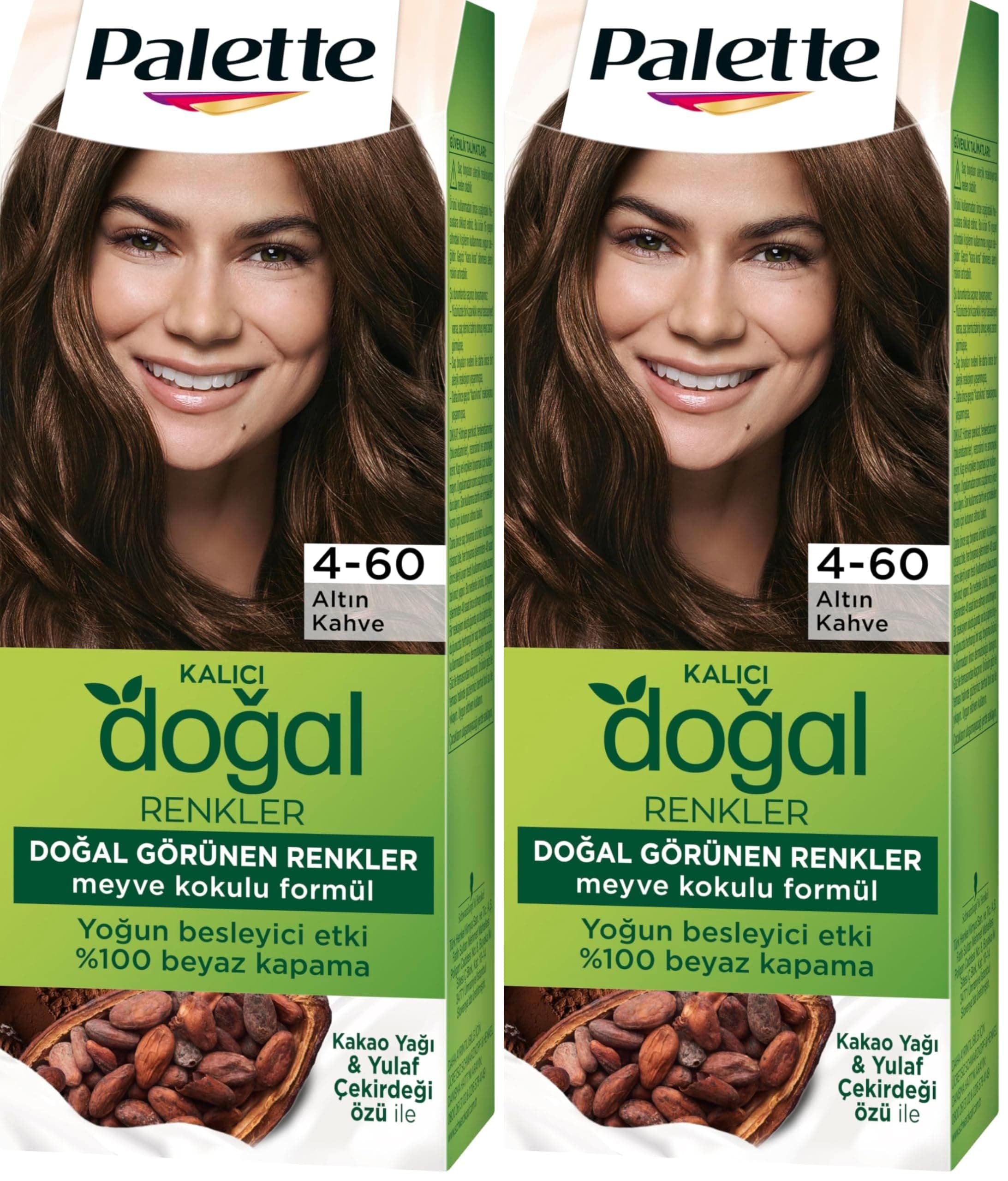 Palette Kalıcı Doğal Renkler 4-60 Altın Kahve Kakao Yağı & Yulaf Çekirdeği Özlü Saç Boyası 2li paket