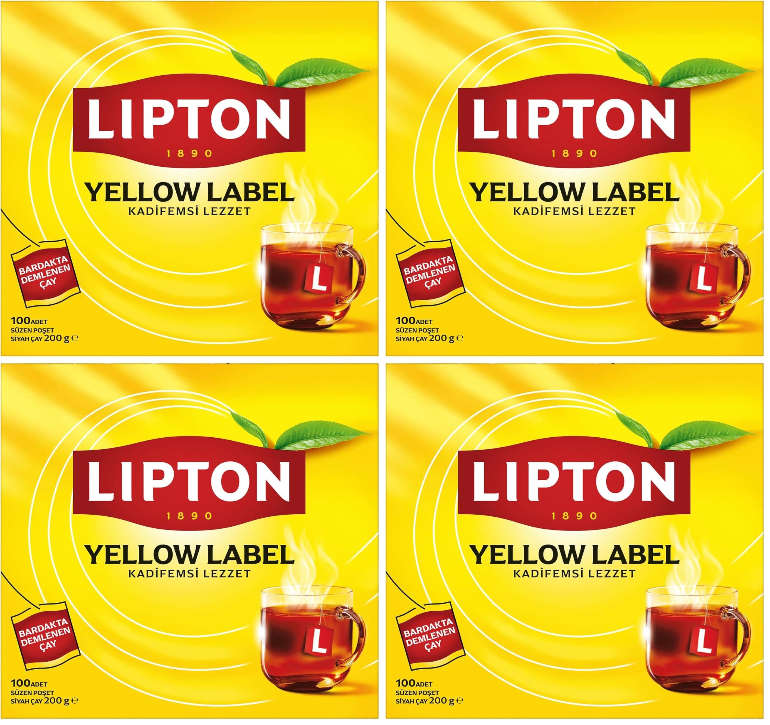 Lipton Yellow Label Bardak Poşet Çay 100'Lü, 200G (4 paketi)