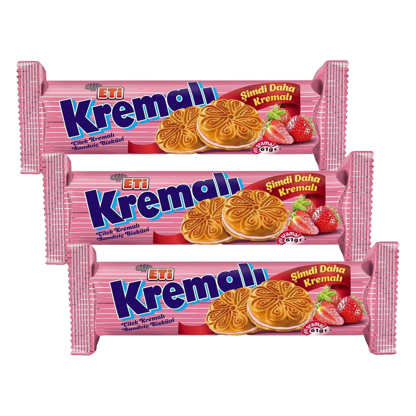 Eti Çilekli Kremalı Bisküvi 61 g x 24 Adet (3 paketi)